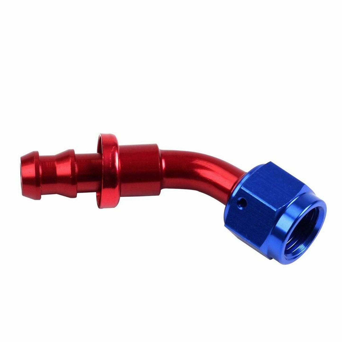2PC Red & Blue 45 Degree Aluminum Push on Oil Fuel Line Hose End Fittings AN6 - www.blackhorse-racing.com