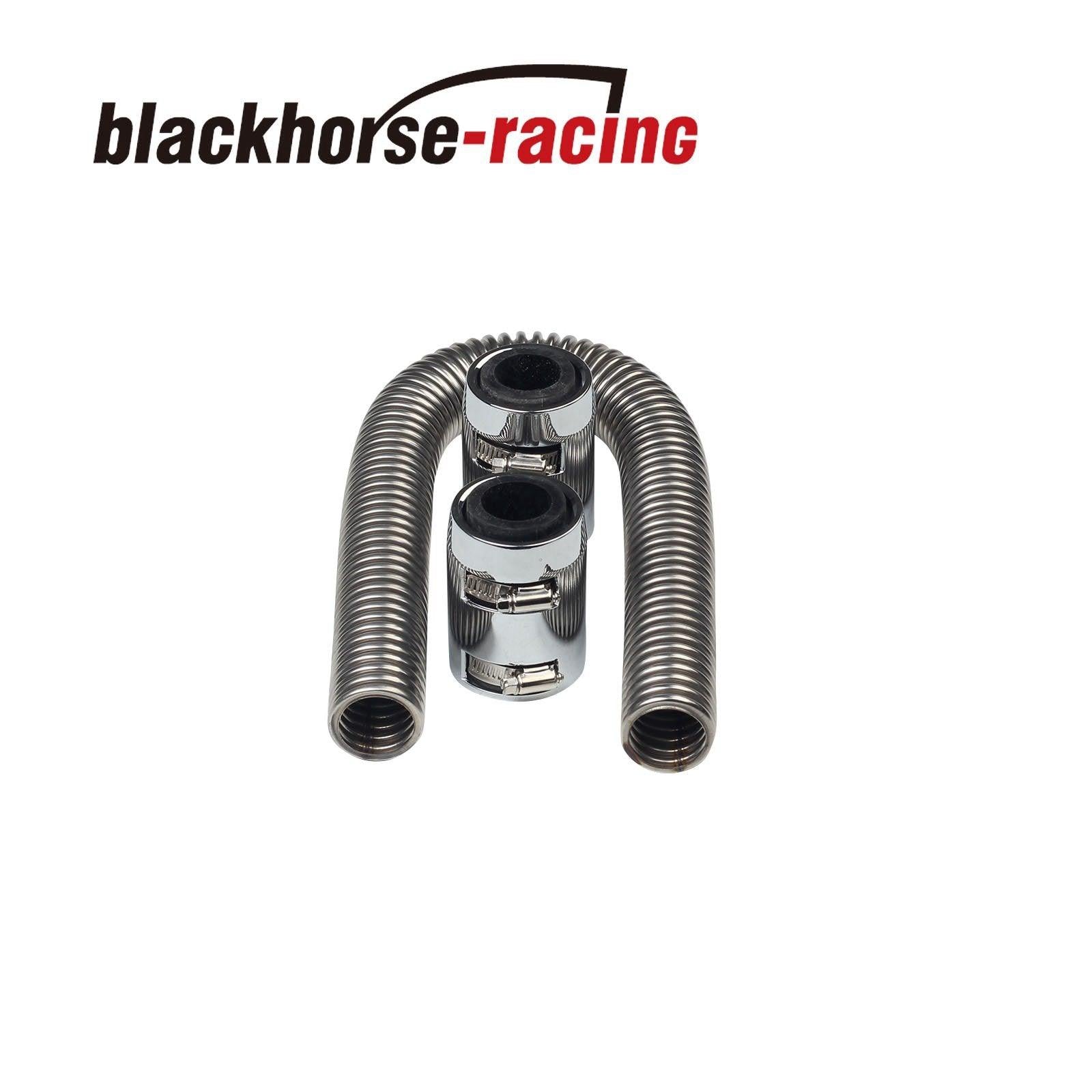 36'' Flexible Stainless Steel Upper or Lower Radiator Hose Kit+2 X Chrome Caps - www.blackhorse-racing.com