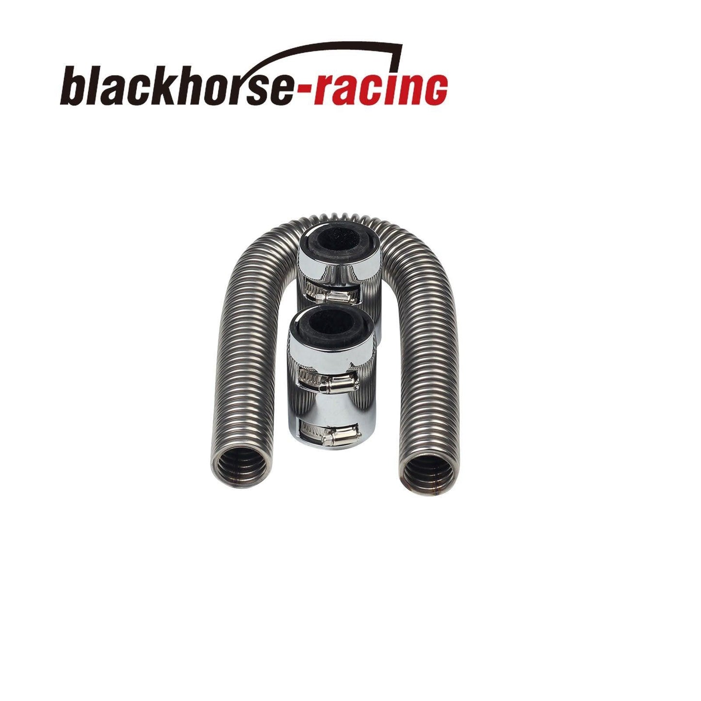 36'' Flexible Stainless Steel Upper or Lower Radiator Hose Kit+2 X Chrome Caps - www.blackhorse-racing.com