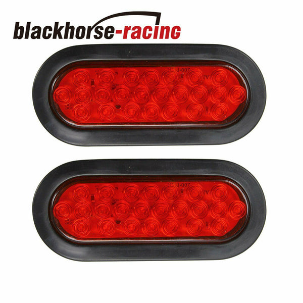 (6) 6" 24-LED Oval Truck Trailer Stop Turn Tail Brake Sealed Lights Grommet - www.blackhorse-racing.com