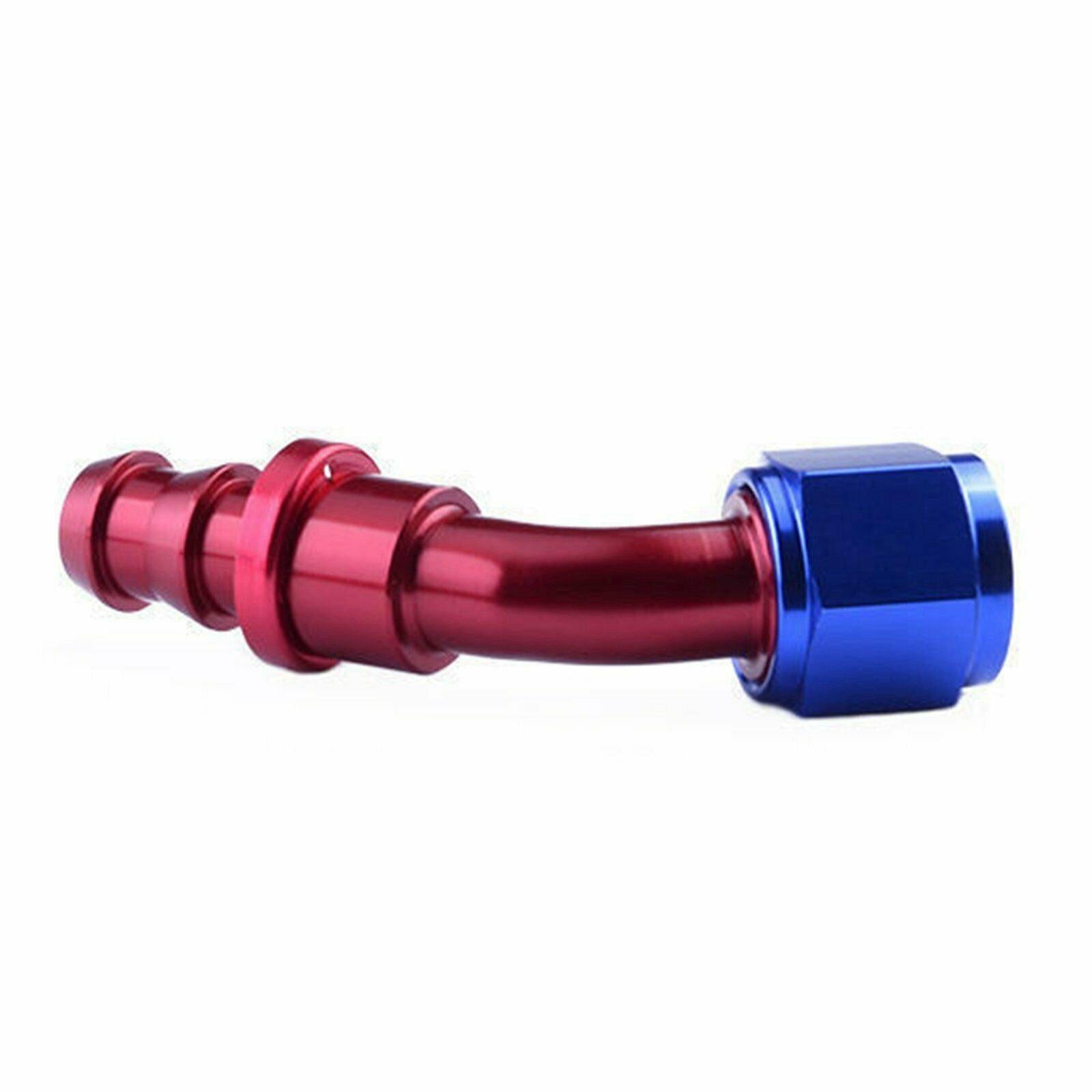 2PC Red & Blue 45 Degree Aluminum Push on Oil Fuel Line Hose End Fittings AN6 - www.blackhorse-racing.com