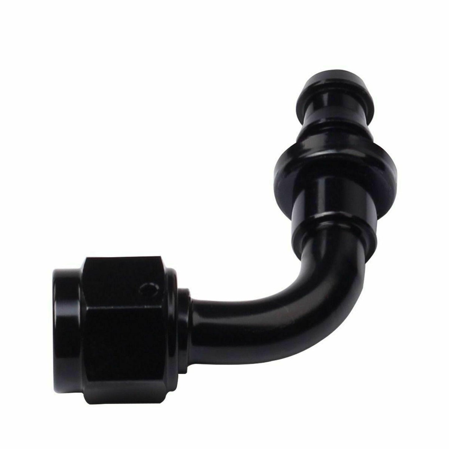 2PC Black AN 6 90 Degree Aluminum Push on Oil Fuel Line Hose End Fitting 6-AN - www.blackhorse-racing.com