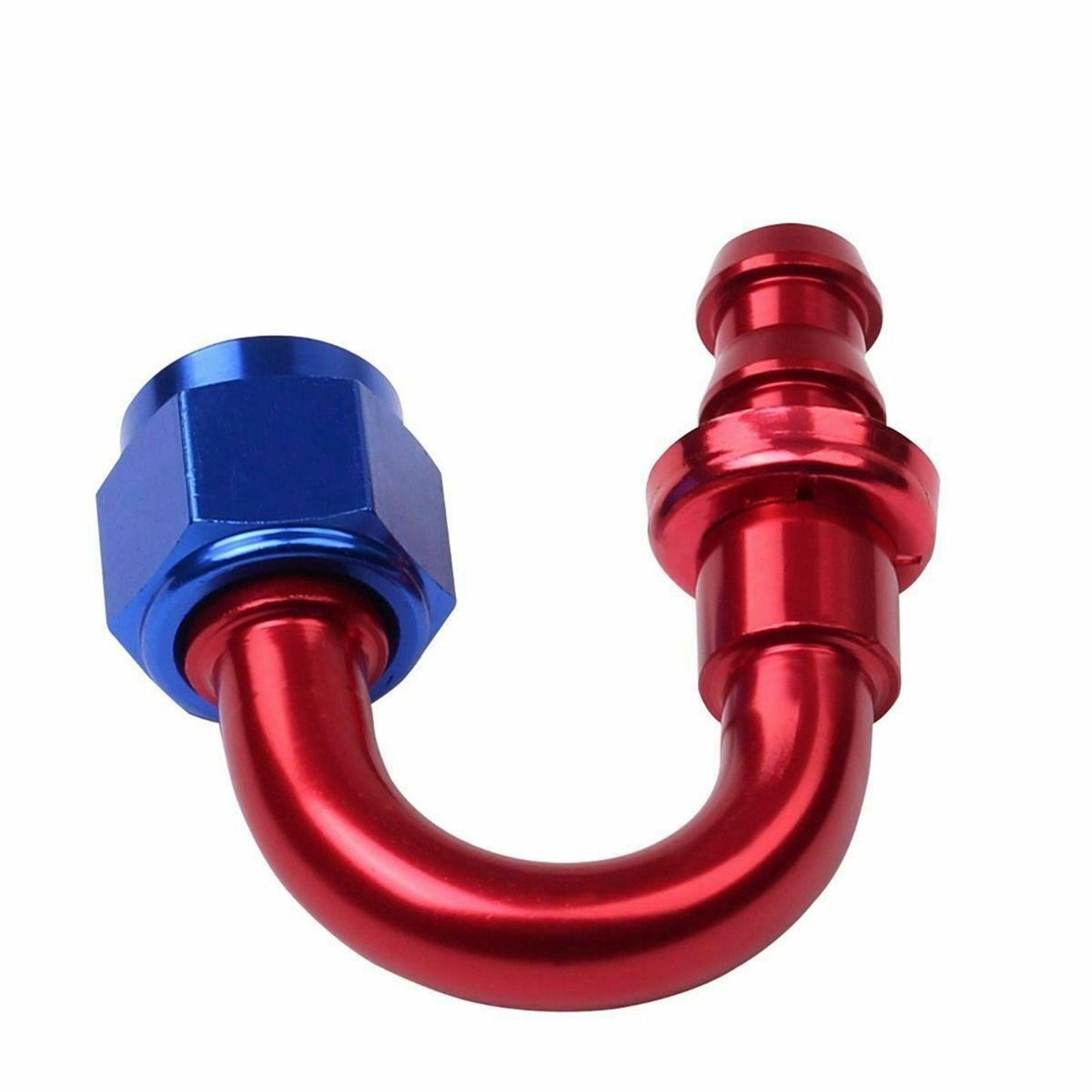 2PC Red & Blue 180 Degree Aluminum Push on Oil Fuel Line Hose End Fittings AN6 - www.blackhorse-racing.com