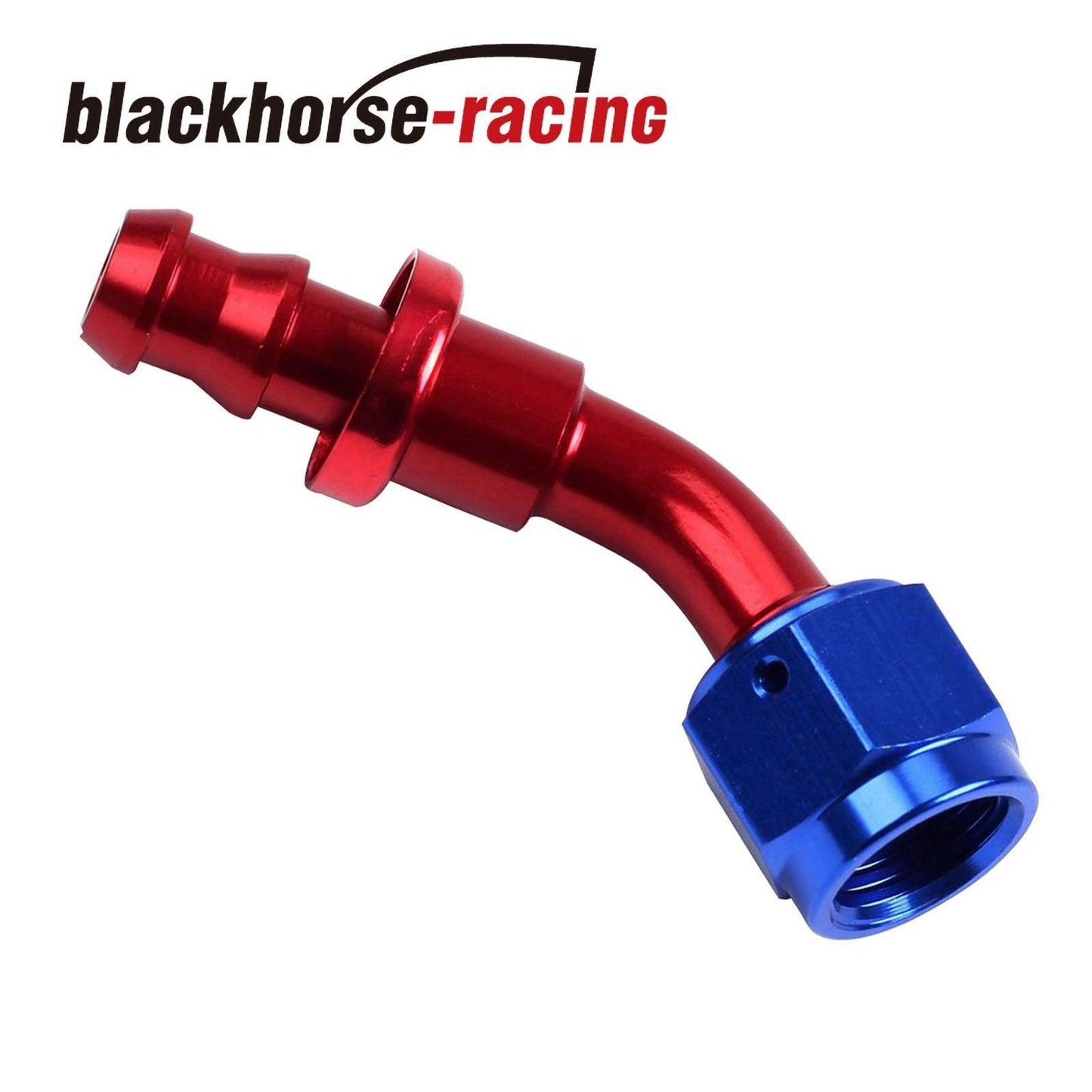 2PC Red & Blue 45 Degree Aluminum Push on Oil Fuel Line Hose End Fittings AN6 - www.blackhorse-racing.com