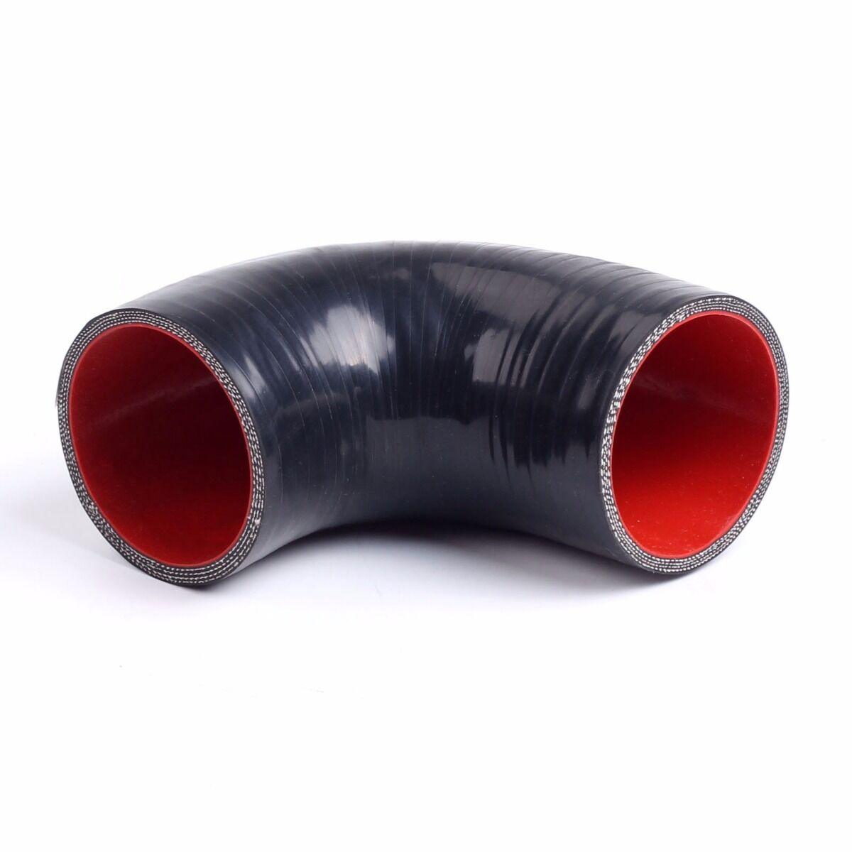 2.5" 63MM 90 Degree 4 ply 5mm Hose Turbo Silicone Elbows Coupler Pipe Hose black - www.blackhorse-racing.com