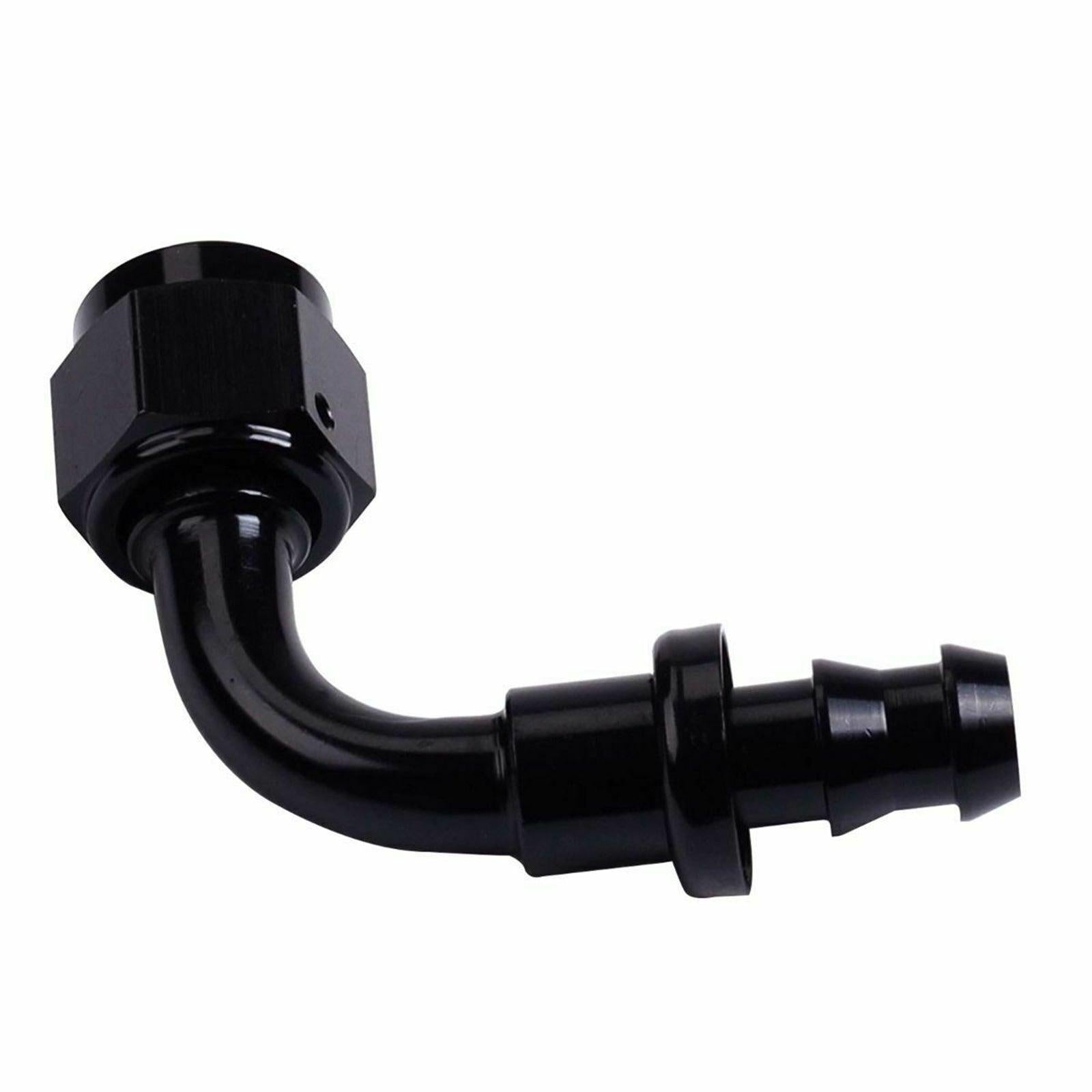 2PC Black AN 6 90 Degree Aluminum Push on Oil Fuel Line Hose End Fitting 6-AN - www.blackhorse-racing.com
