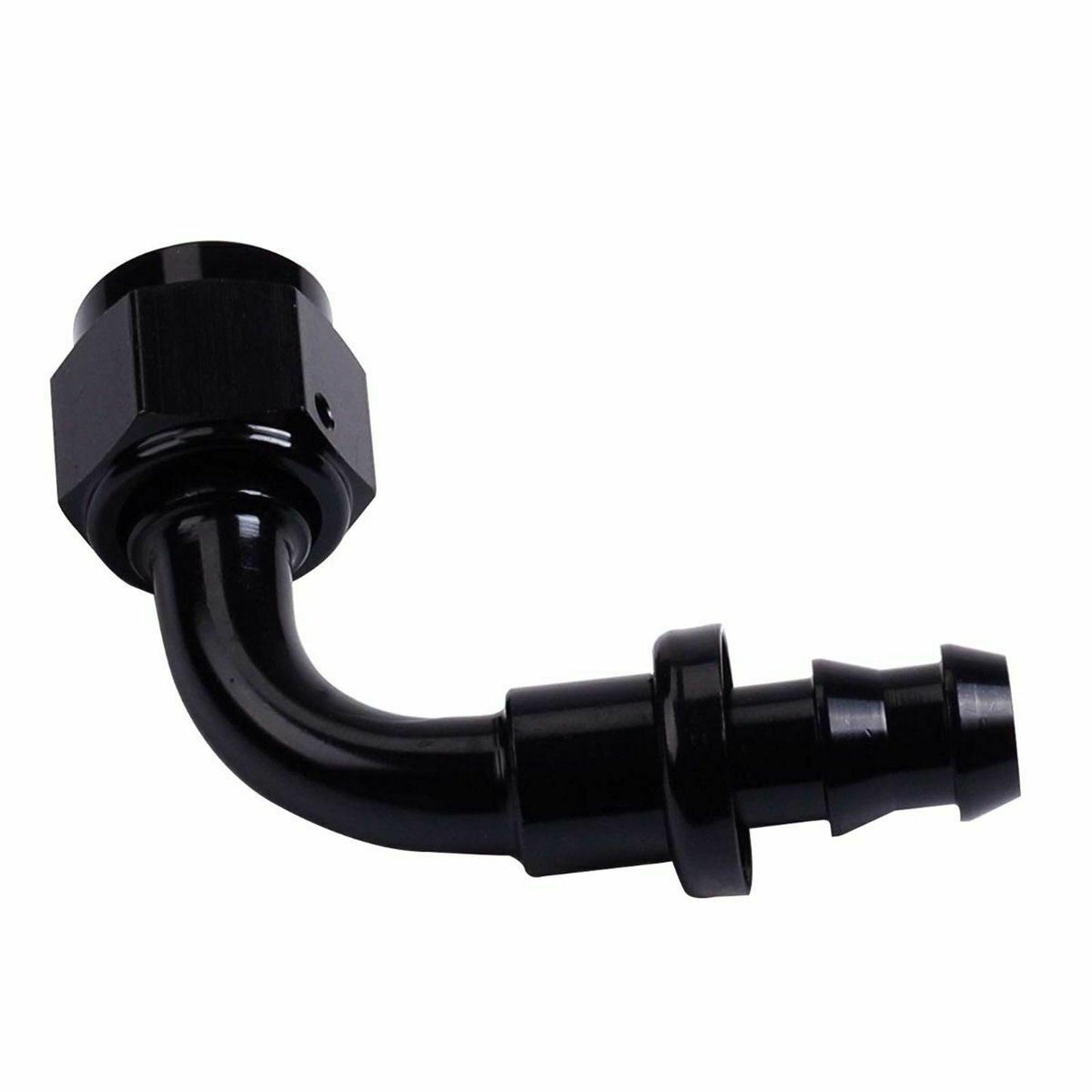 2PC Black AN 6 90 Degree Aluminum Push on Oil Fuel Line Hose End Fitting 6-AN - www.blackhorse-racing.com
