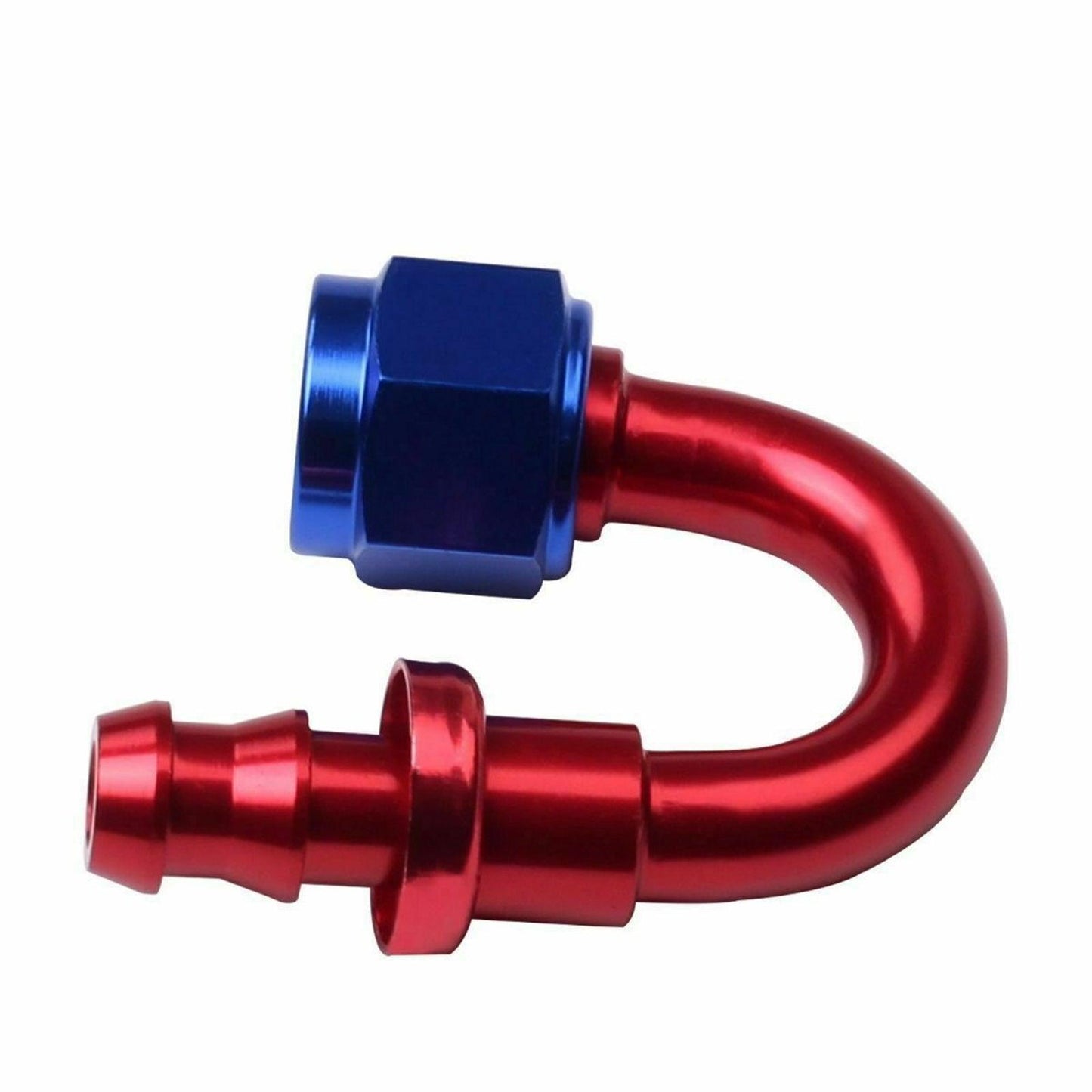 2PC Red & Blue 180 Degree Aluminum Push on Oil Fuel Line Hose End Fittings AN6 - www.blackhorse-racing.com