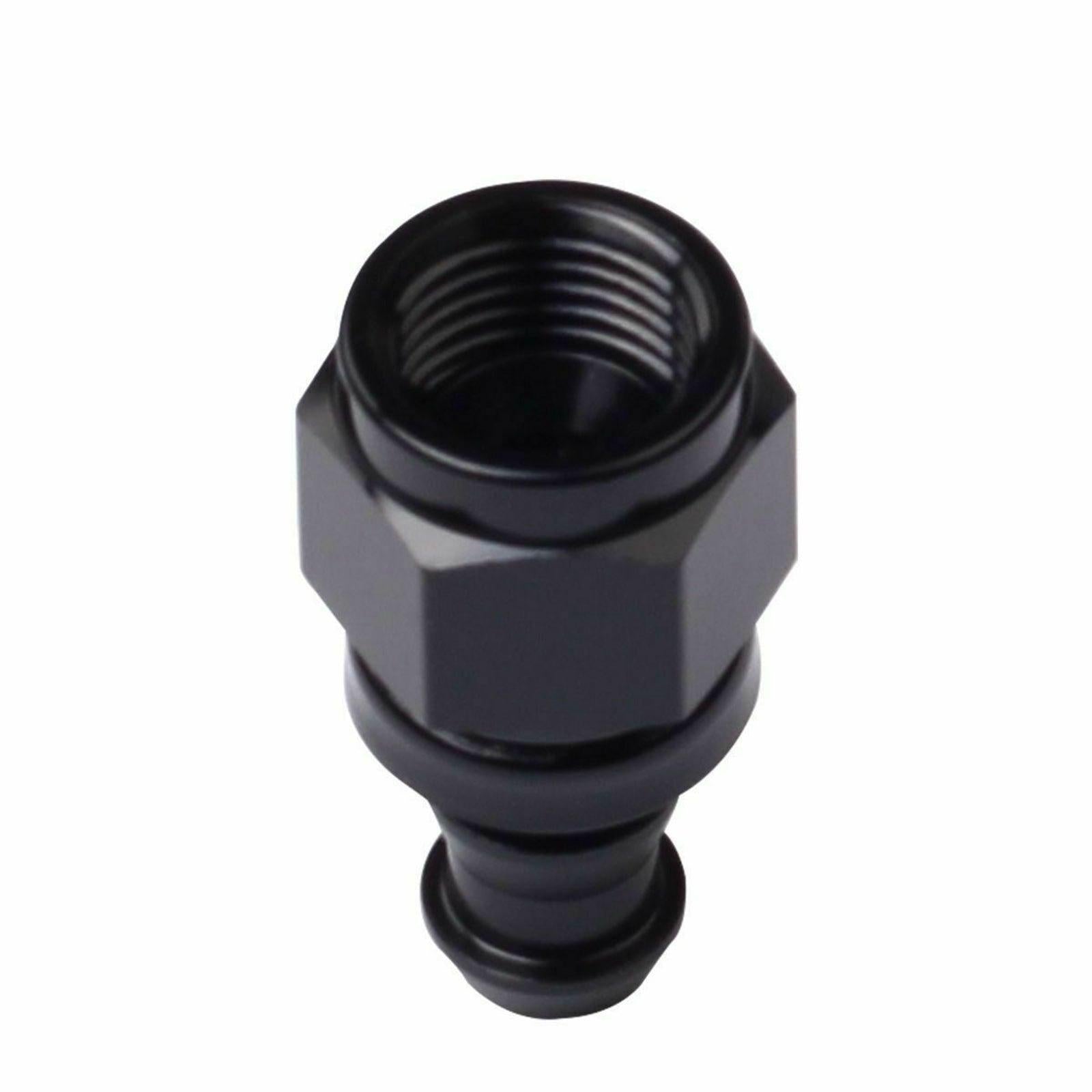 2PC Black AN 4 Straight Aluminum Push on Oil Fuel Line Hose End Fitting 4-AN - www.blackhorse-racing.com