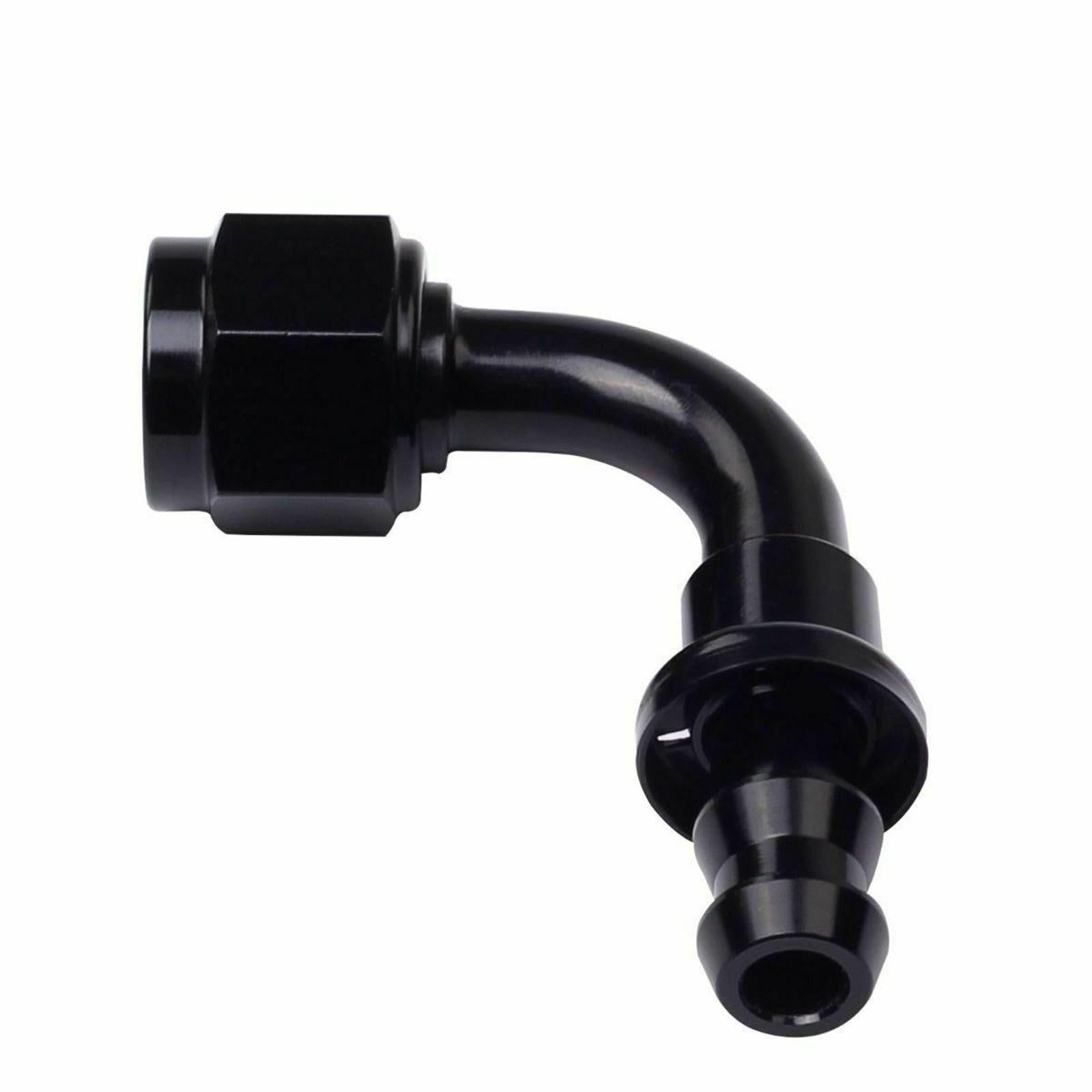 2PC Black AN 6 90 Degree Aluminum Push on Oil Fuel Line Hose End Fitting 6-AN - www.blackhorse-racing.com