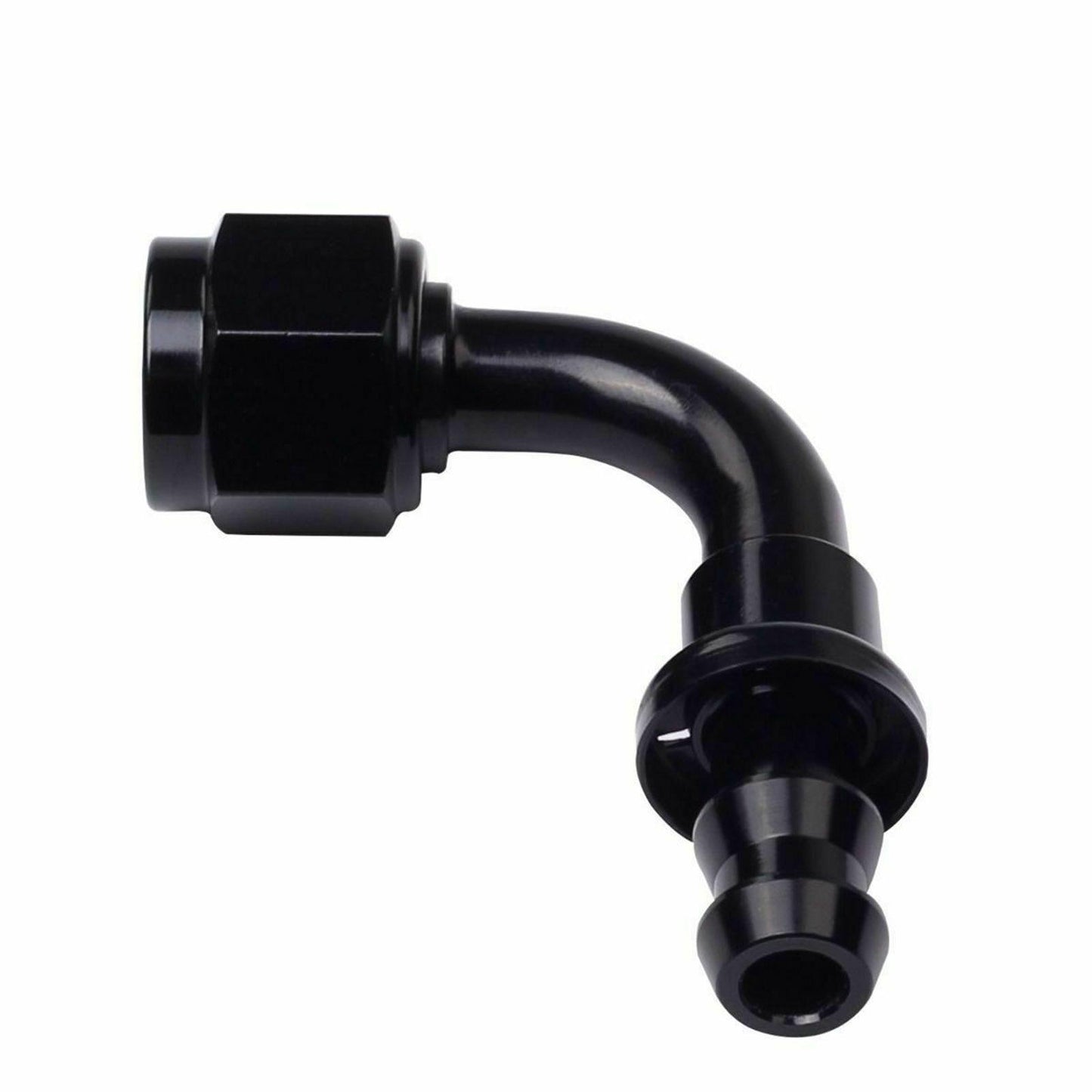 2PC Black AN 6 90 Degree Aluminum Push on Oil Fuel Line Hose End Fitting 6-AN - www.blackhorse-racing.com