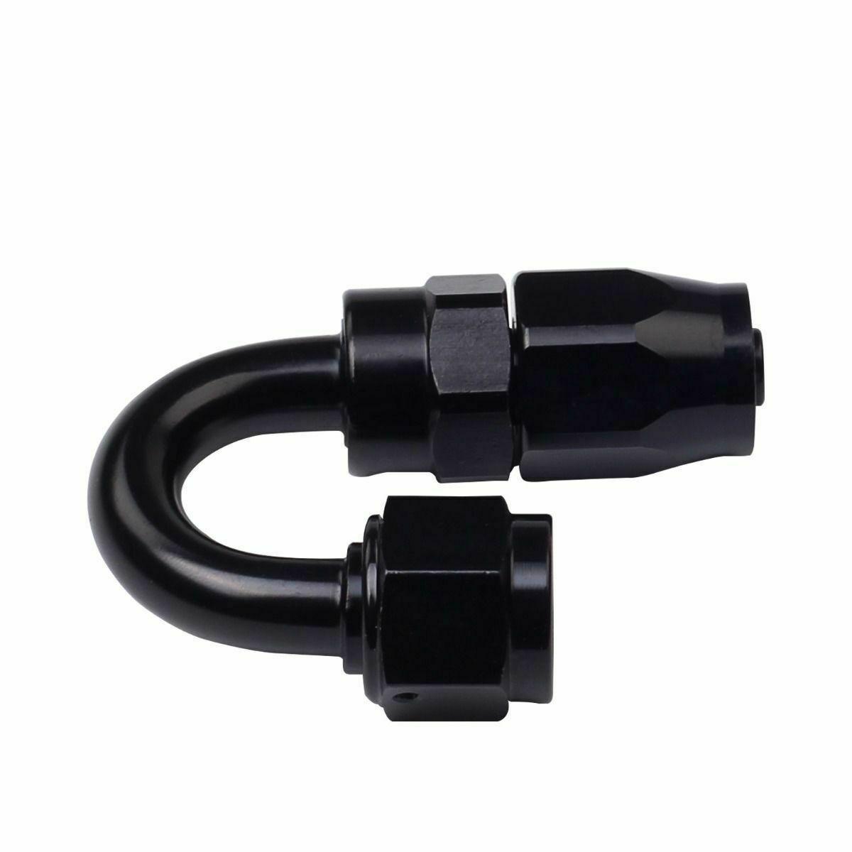 Black AN12 AN-12 180 Degree Swivel Oil/Fuel/Gas Hose Line End Fitting Adapter - www.blackhorse-racing.com