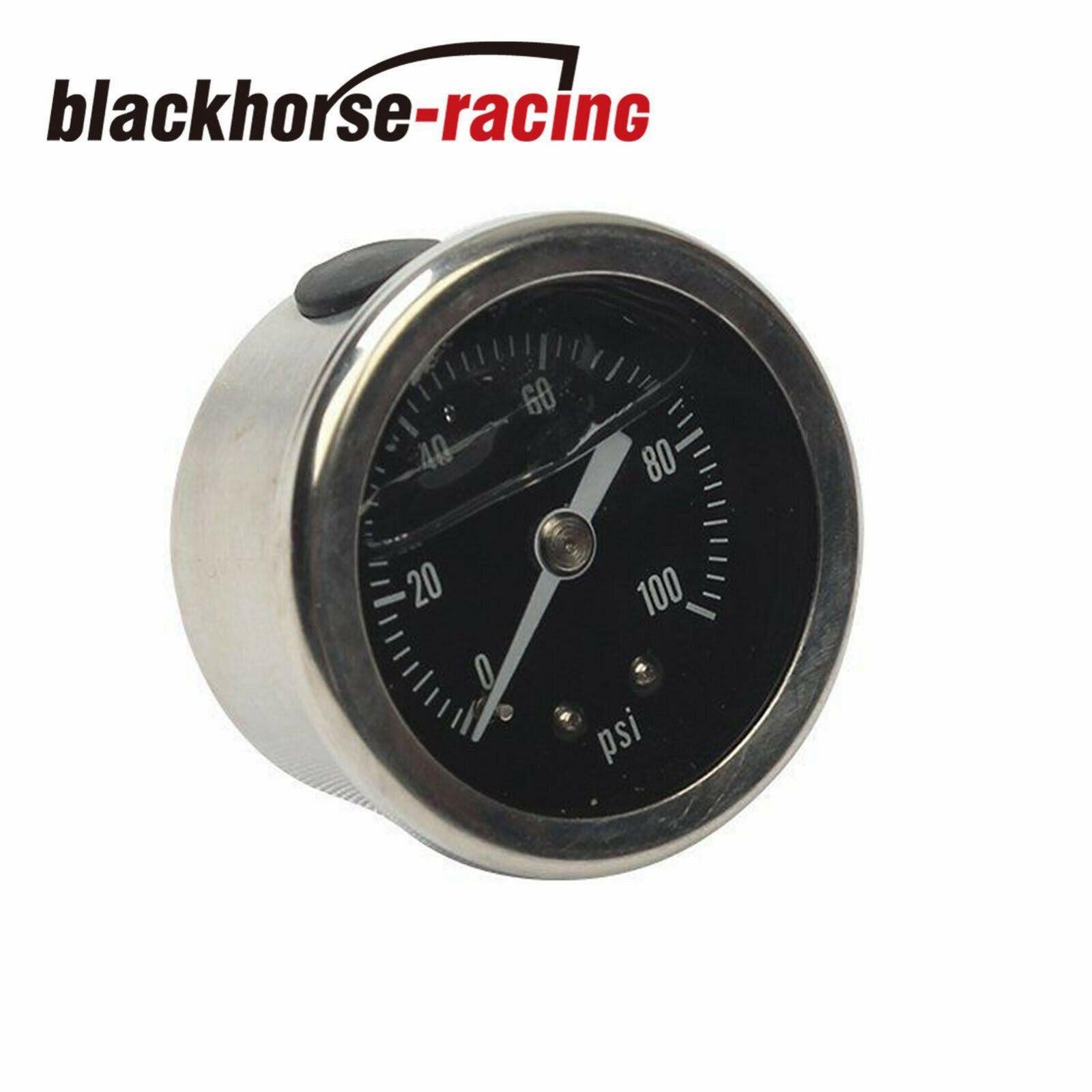Black Adjustable Fuel Pressure Regulator Gauge Kit & AN 6 Fitting End Universal - www.blackhorse-racing.com