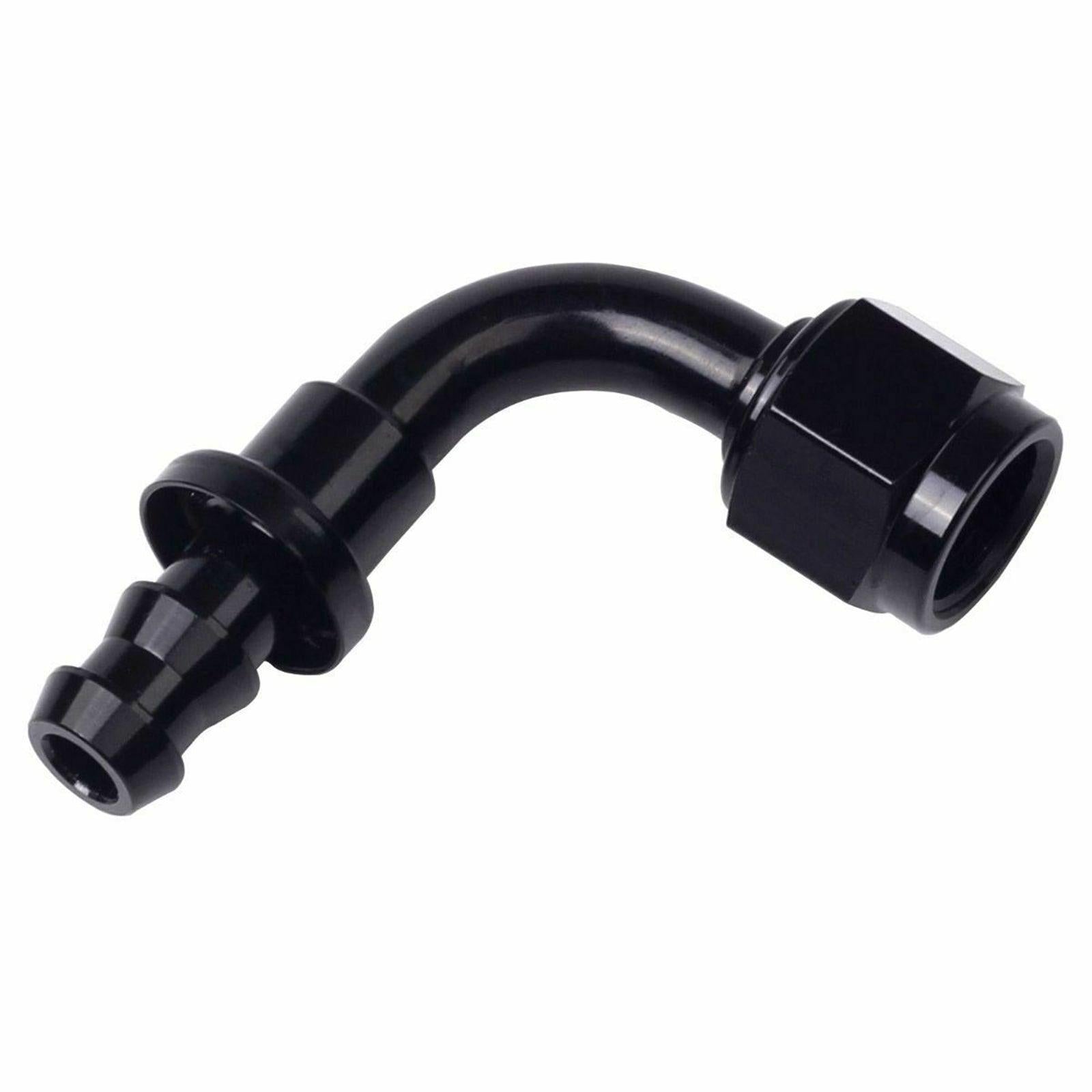 2PC Black AN 6 90 Degree Aluminum Push on Oil Fuel Line Hose End Fitting 6-AN - www.blackhorse-racing.com