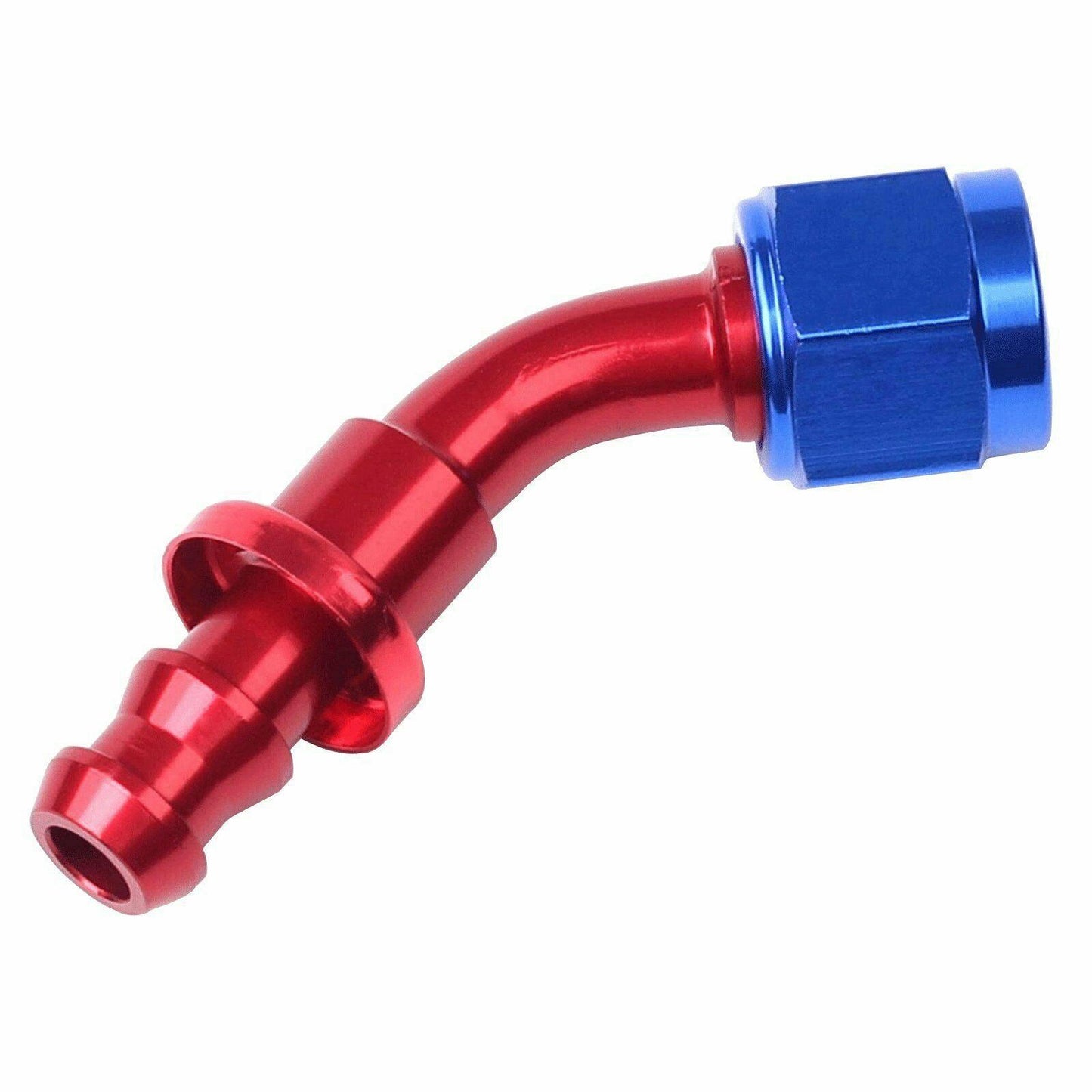 2PC Red & Blue 45 Degree Aluminum Push on Oil Fuel Line Hose End Fittings AN6 - www.blackhorse-racing.com