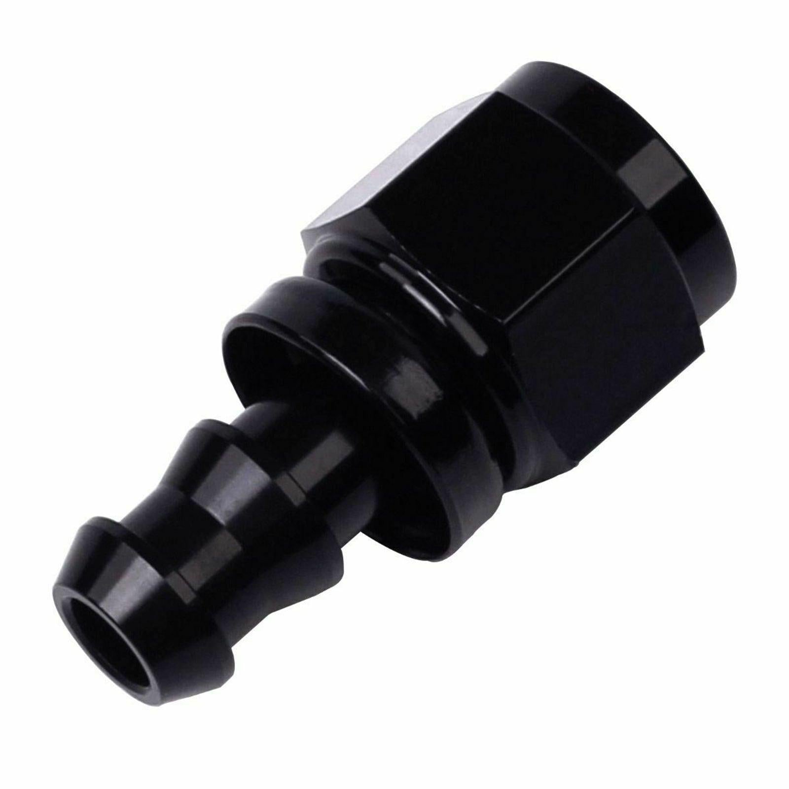 2PC Black AN 4 Straight Aluminum Push on Oil Fuel Line Hose End Fitting 4-AN - www.blackhorse-racing.com