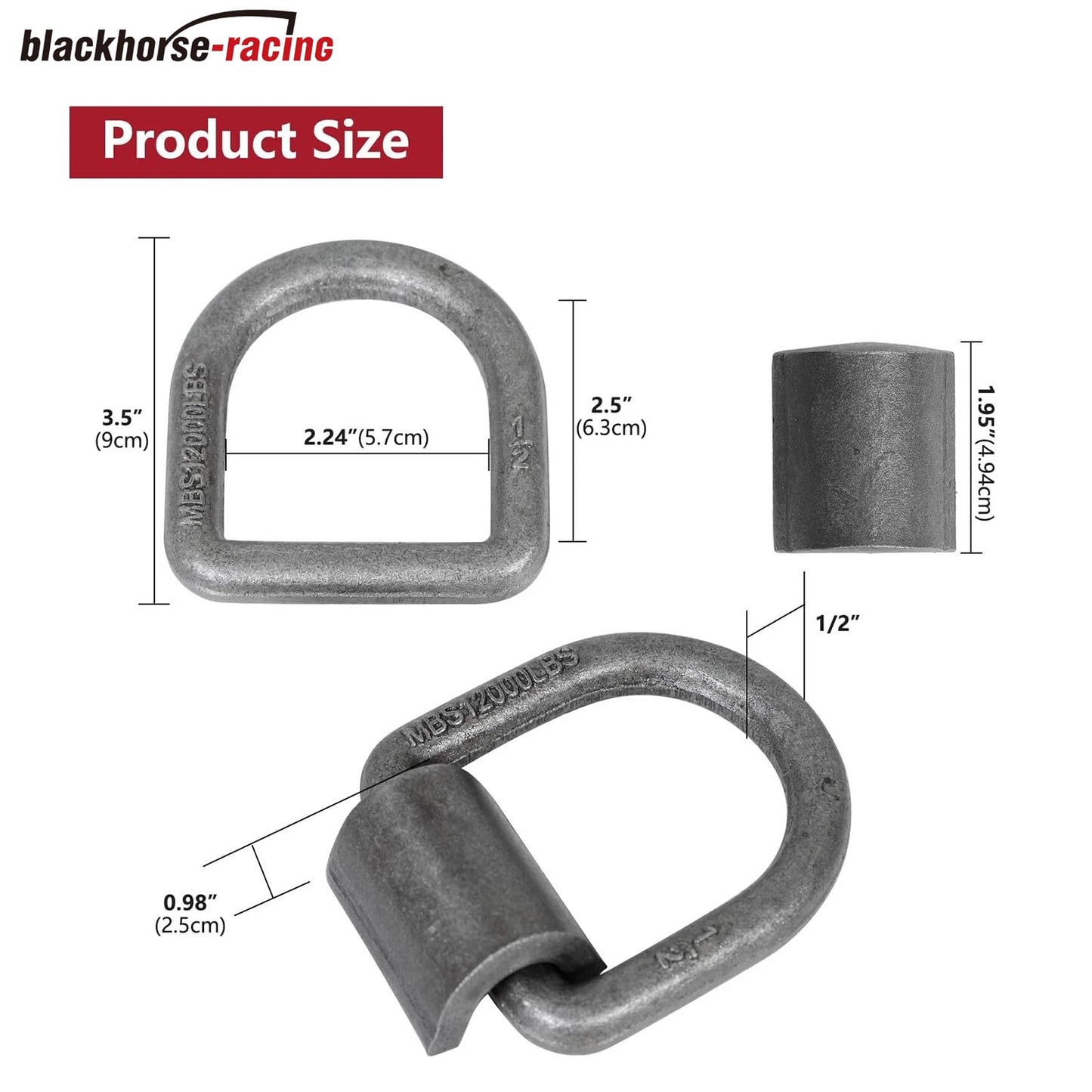 (8) 1/2" D Ring Weld-On Flatbed Truck Trailer Ratchet Strap Cargo Tie Down Ring - www.blackhorse-racing.com