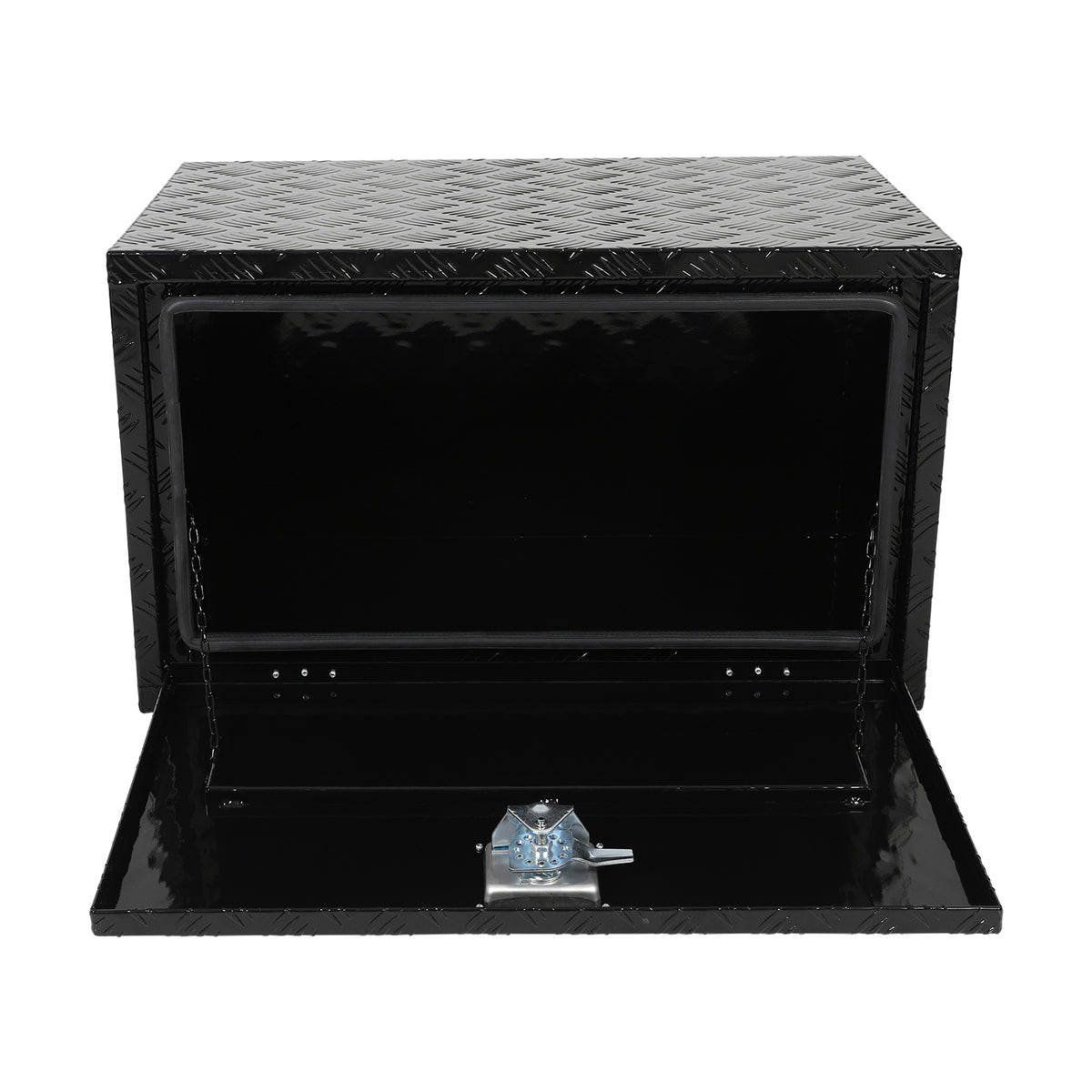 
                  
                    30-inch toolbox storage container with lock and key – suitable for pickup trucks, RVs, trailers, and heavy-duty waterproof black boxes.
                  
                