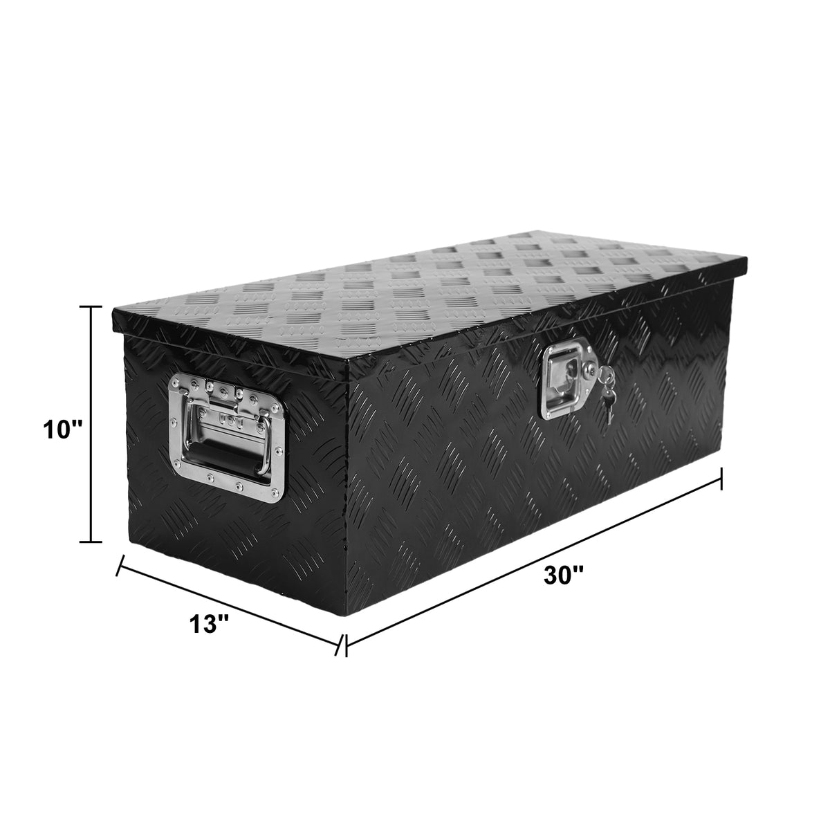 
                  
                    30 x 13 x 10 Inches Pick Up Trailer Truck Bed Tool Box Trailer Storage Heavy Duty Aluminum w/ Lock Keys Black
                  
                
