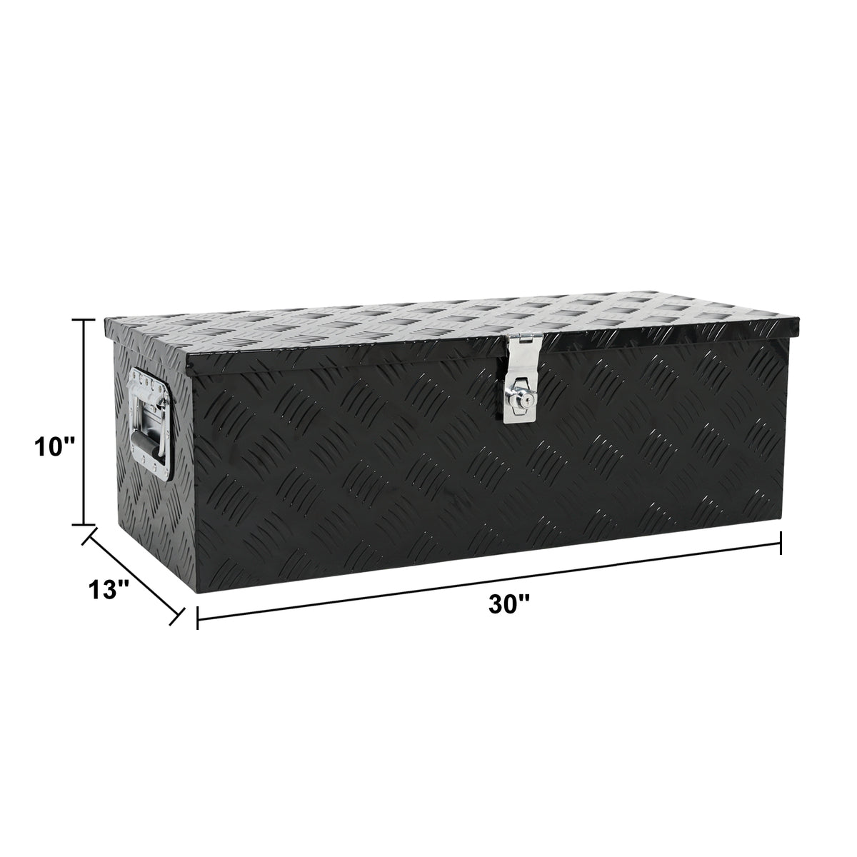 
                  
                    76.2 cm black aluminum base truck box with side handles – Heavy-duty pickup truck storage box – Trailer storage toolbox (76.2 × 33.0 × 25.4 cm)
                  
                