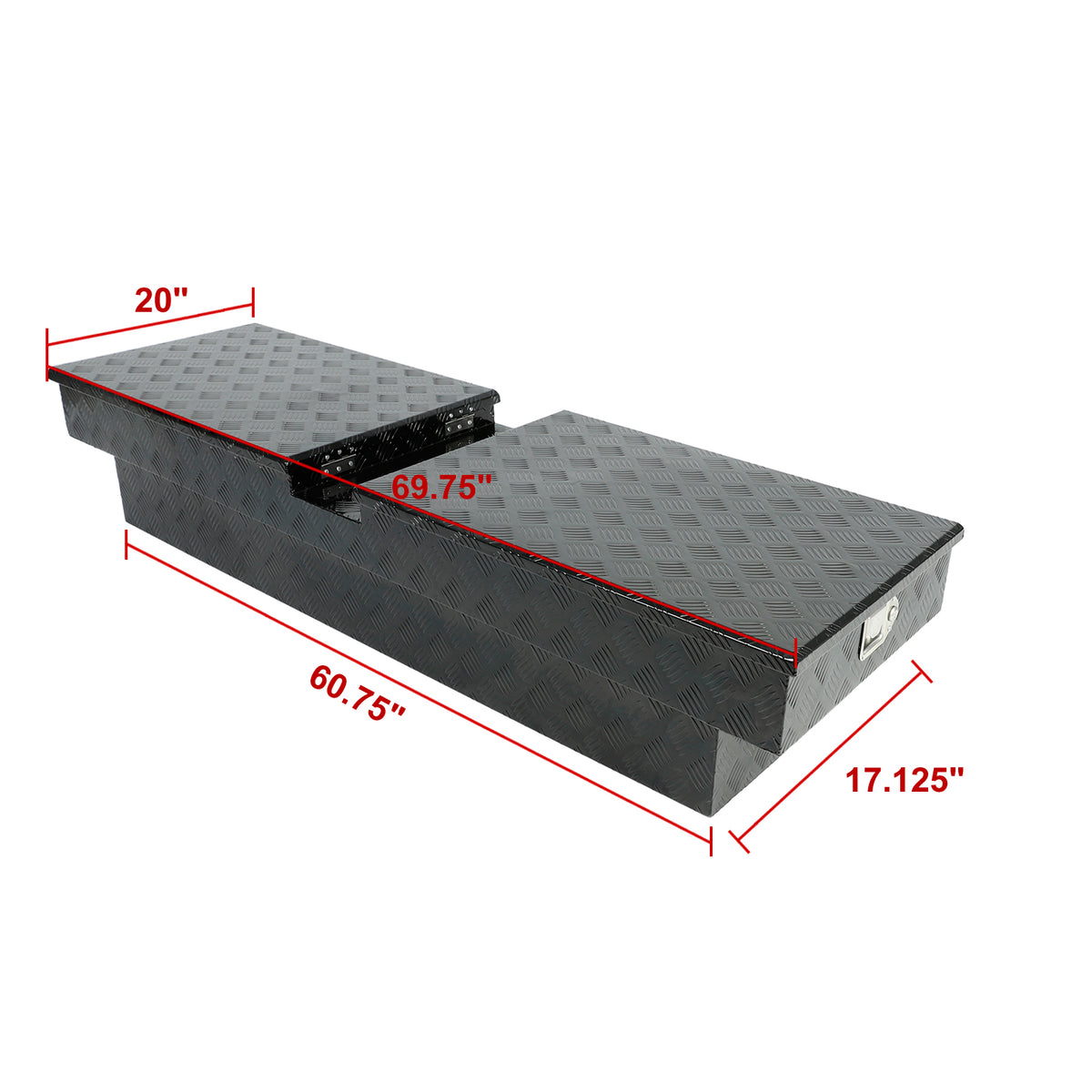 
                  
                    70 Inch Gull Wing Crossover Aluminum Truck Tool Box, Waterproof Side Pickup Truck Bed Storage Box with Lock and Key for RVs, ATVs, Trailer & Truck (Black, 70"x20"x13")
                  
                