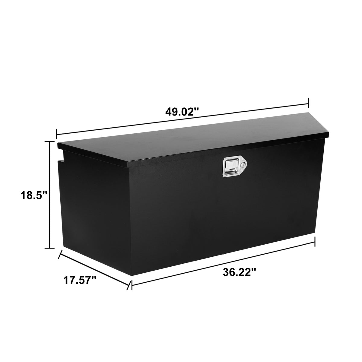 
                  
                    Caja de herramientas para remolque, caja de herramientas de acero para camión, organizador de 49 x 14,6 x 18,5 pulgadas con cerradura y llaves para camioneta, caja de camioneta, RV, remolque, caja negra resistente e impermeable. 
                  
                