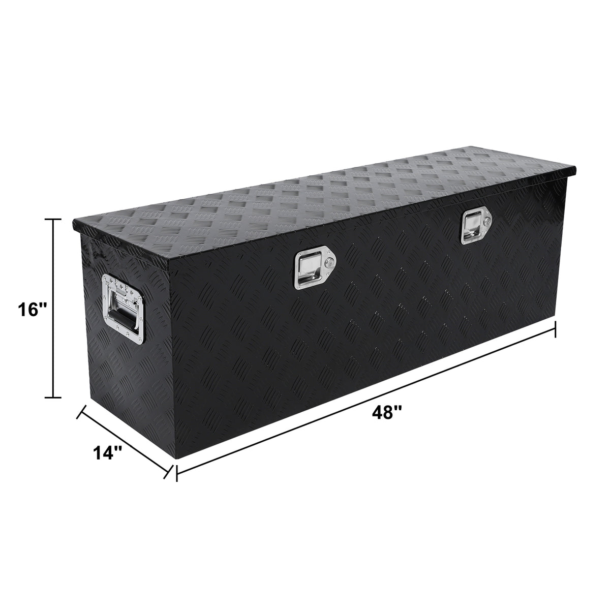 
                  
                    48x14x16 Inch Truck Tool Box Black Aluminum Pickup Truck Bed Storage Chest Toolbox Outside with Lock and Keys 5 Bar Tread,Waterproof Job Tool Box
                  
                