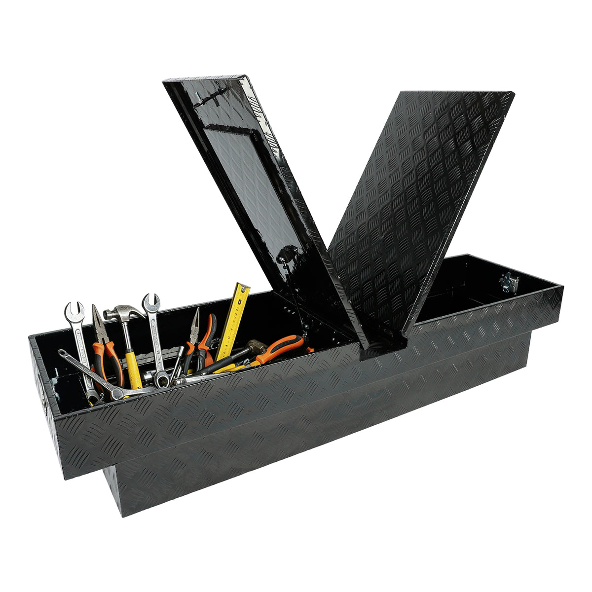 
                  
                    70 Inch Gull Wing Crossover Aluminum Truck Tool Box, Waterproof Side Pickup Truck Bed Storage Box with Lock and Key for RVs, ATVs, Trailer & Truck (Black, 70"x20"x13")
                  
                