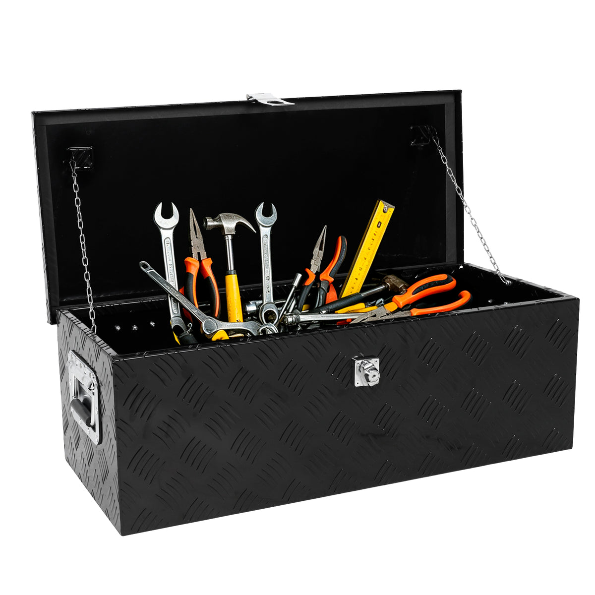 
                  
                    76.2 cm black aluminum base truck box with side handles – Heavy-duty pickup truck storage box – Trailer storage toolbox (76.2 × 33.0 × 25.4 cm)
                  
                