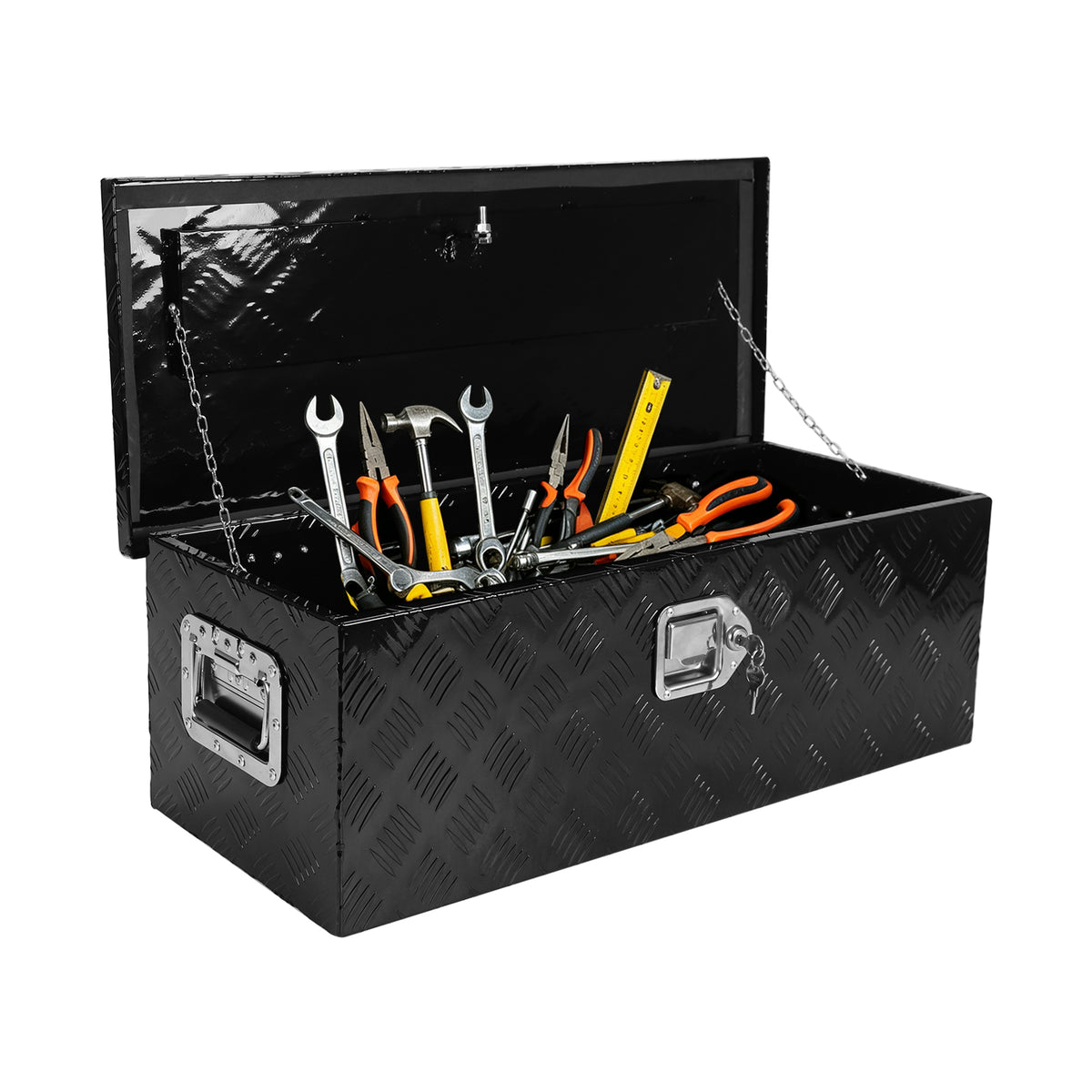 
                  
                    30 x 13 x 10 Inches Pick Up Trailer Truck Bed Tool Box Trailer Storage Heavy Duty Aluminum w/ Lock Keys Black
                  
                