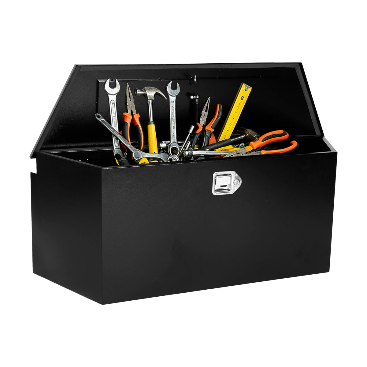 
                  
                    Caja de herramientas para remolque, caja de herramientas de acero para camión, organizador de 49 x 14,6 x 18,5 pulgadas con cerradura y llaves para camioneta, caja de camioneta, RV, remolque, caja negra resistente e impermeable. 
                  
                