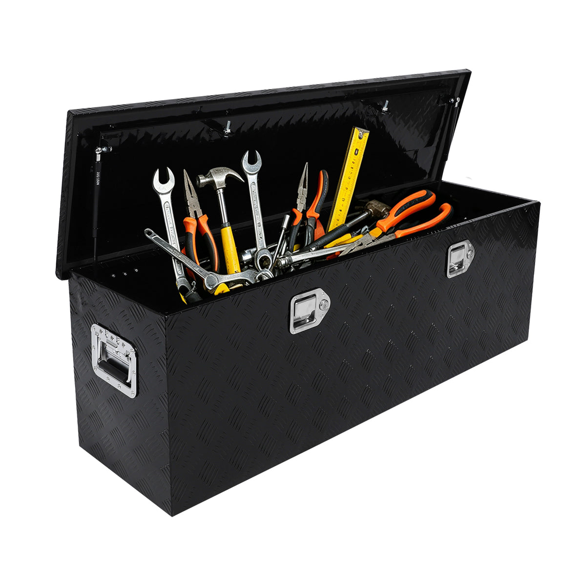 
                  
                    48x14x16 Inch Truck Tool Box Black Aluminum Pickup Truck Bed Storage Chest Toolbox Outside with Lock and Keys 5 Bar Tread,Waterproof Job Tool Box
                  
                