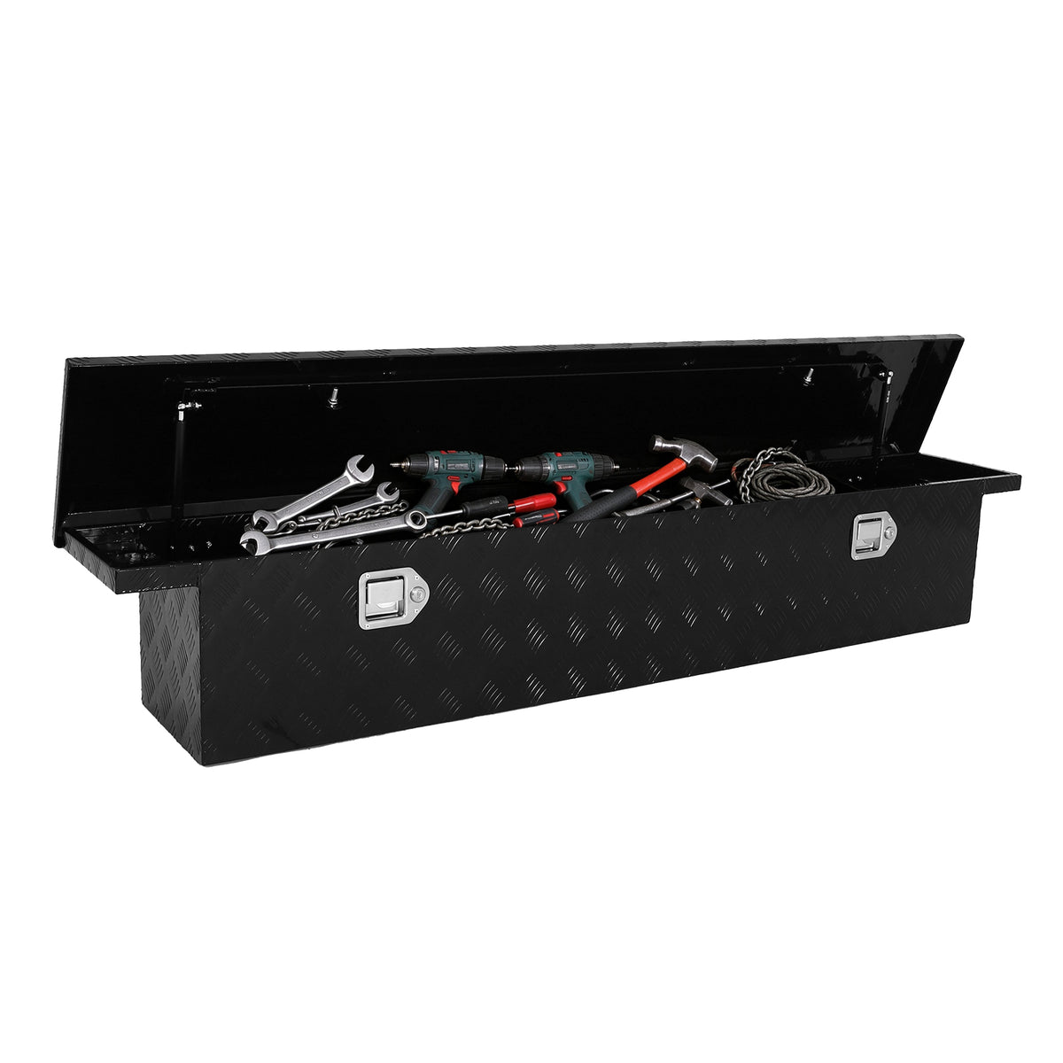 
                  
                    Cross Tool Box – Depth: 33 cm × Height: 30.48 cm × Length: 175.32 cm; Aluminum, Lockable
                  
                