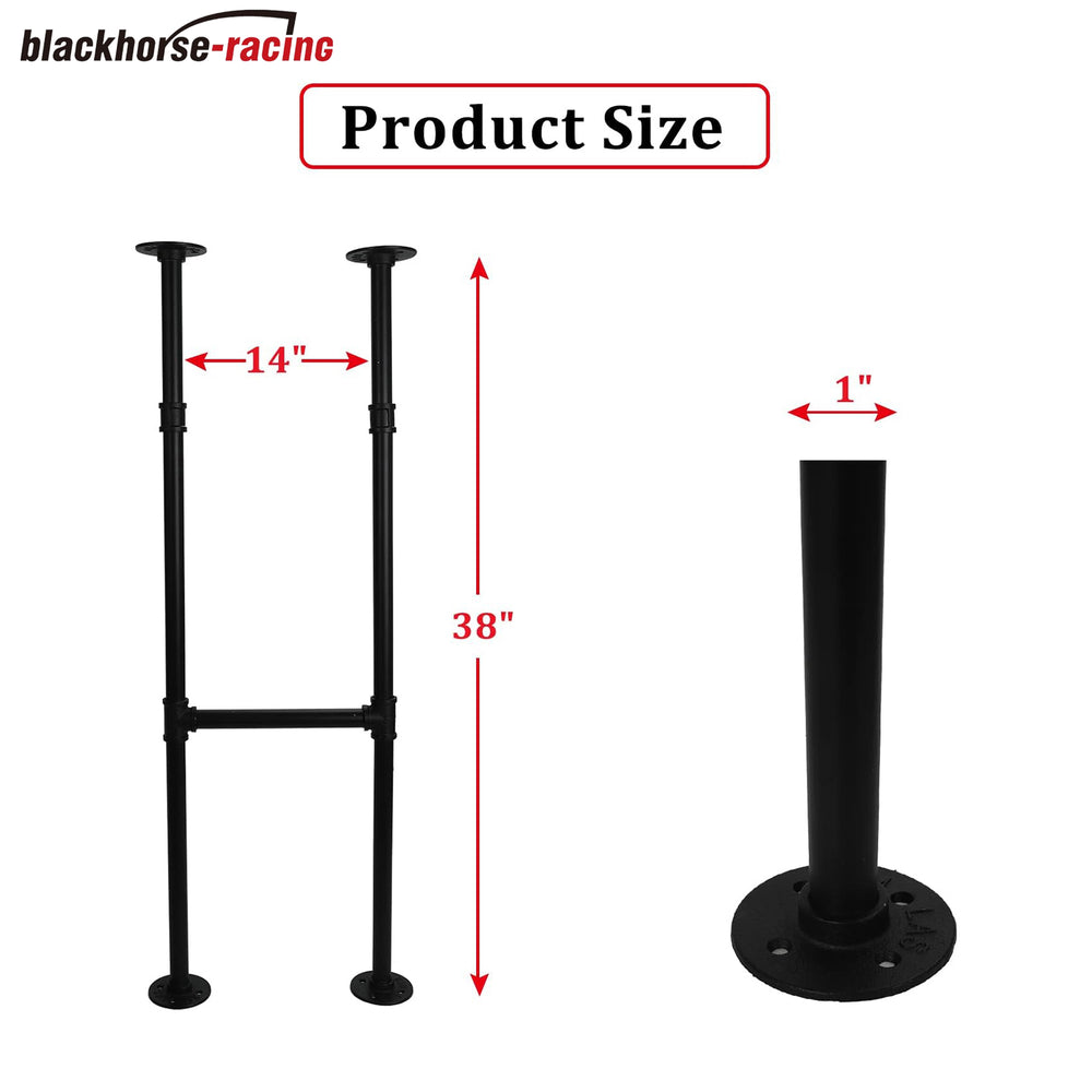 38 inch Metal Table Legs H-Shape Furniture Leg with Floor Protectors DIY Projects Modern Industrial Style Black Metal Leg,Set of 2