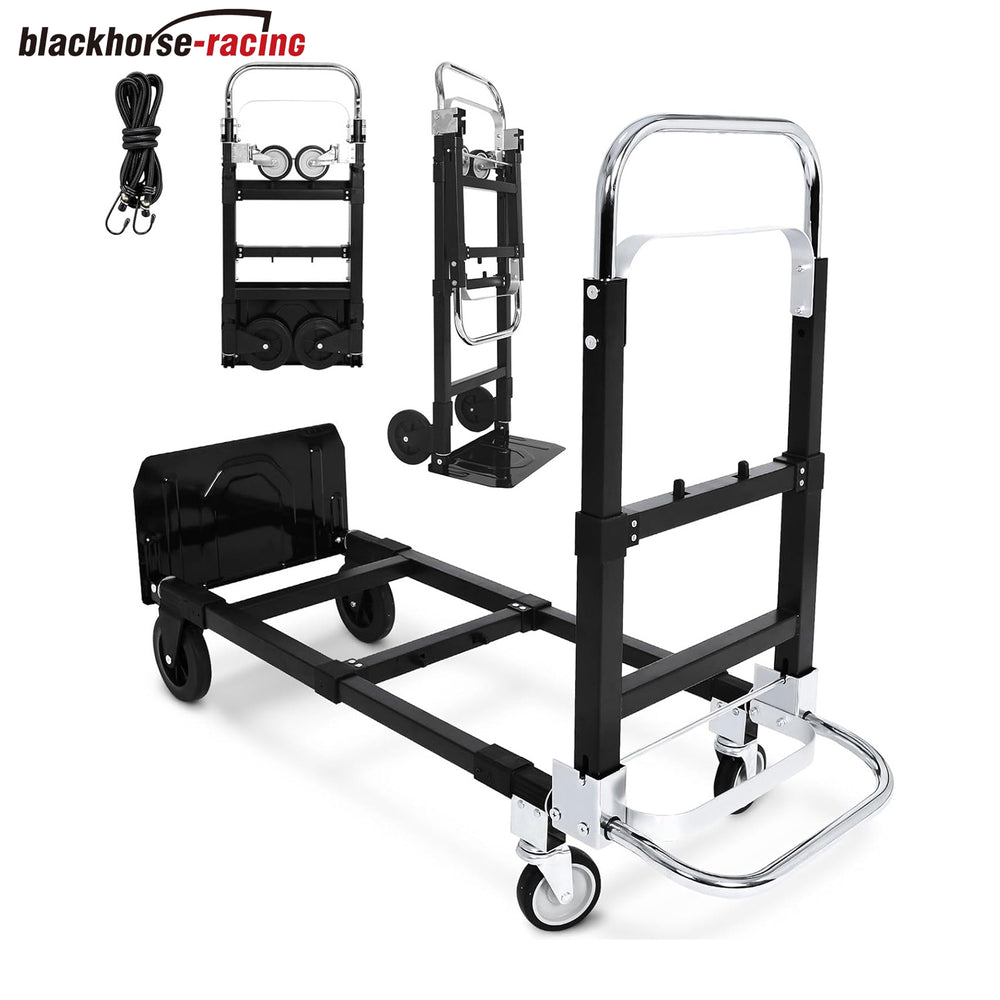 2 in 1 Convertible Hand Truck Dolly Cart, 660lbs Capacity Heavy Duty Folding Hand Cart with Wheels, Folding Bottom Platform for Transport and Moving Luggage Office Home Use
