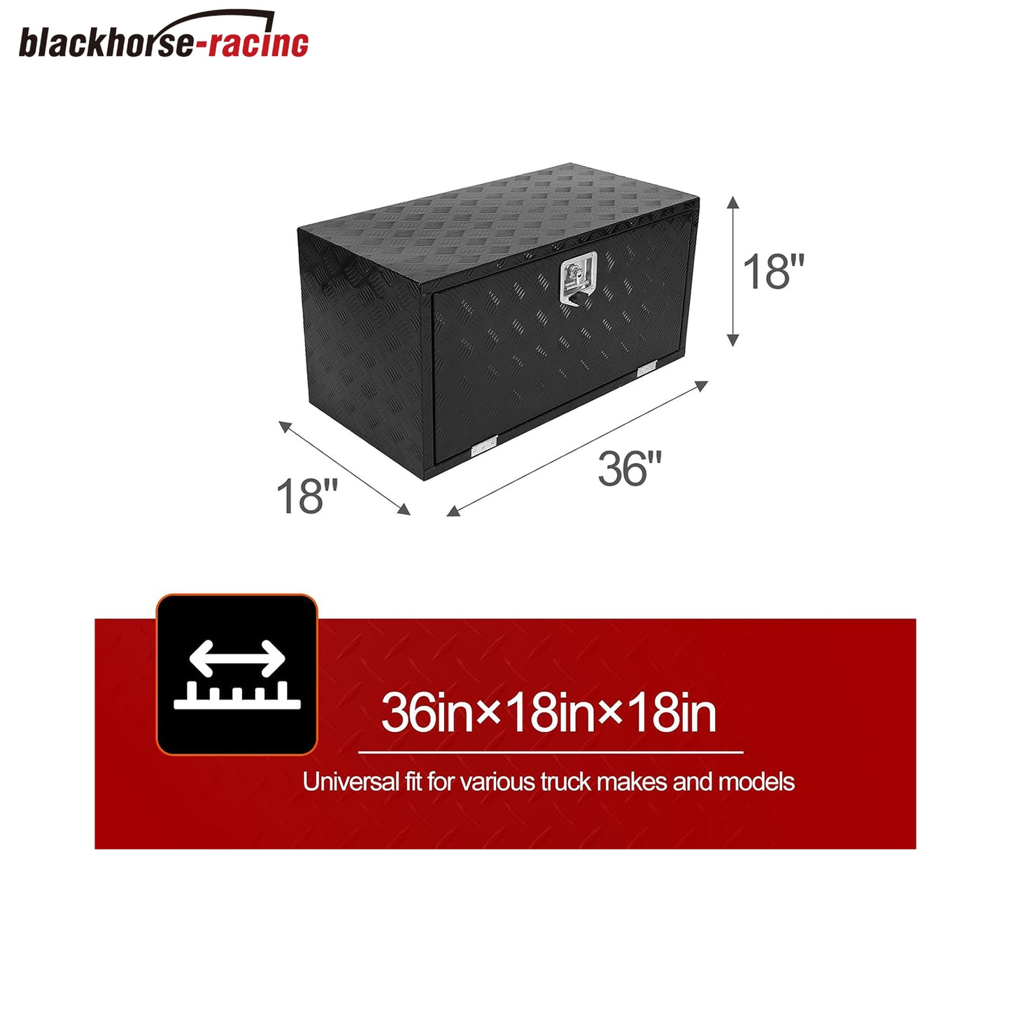 
                  
                    Aluminum Truck Bed Tool Box with Lock, 36" x18" x18", Black
                  
                
