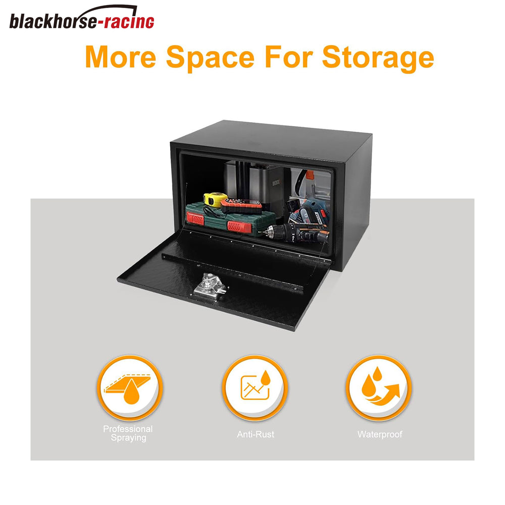 
                  
                    Underbody Truck Tool Box Steel Storage Box,30 x 18 x 18 inch Tool Chest Organizer Box with Aluminum Door For Pickup,Truck Bed, RV, Trailer,Heavy Duty Waterproof Black toolbox w/Lock & Keys
                  
                