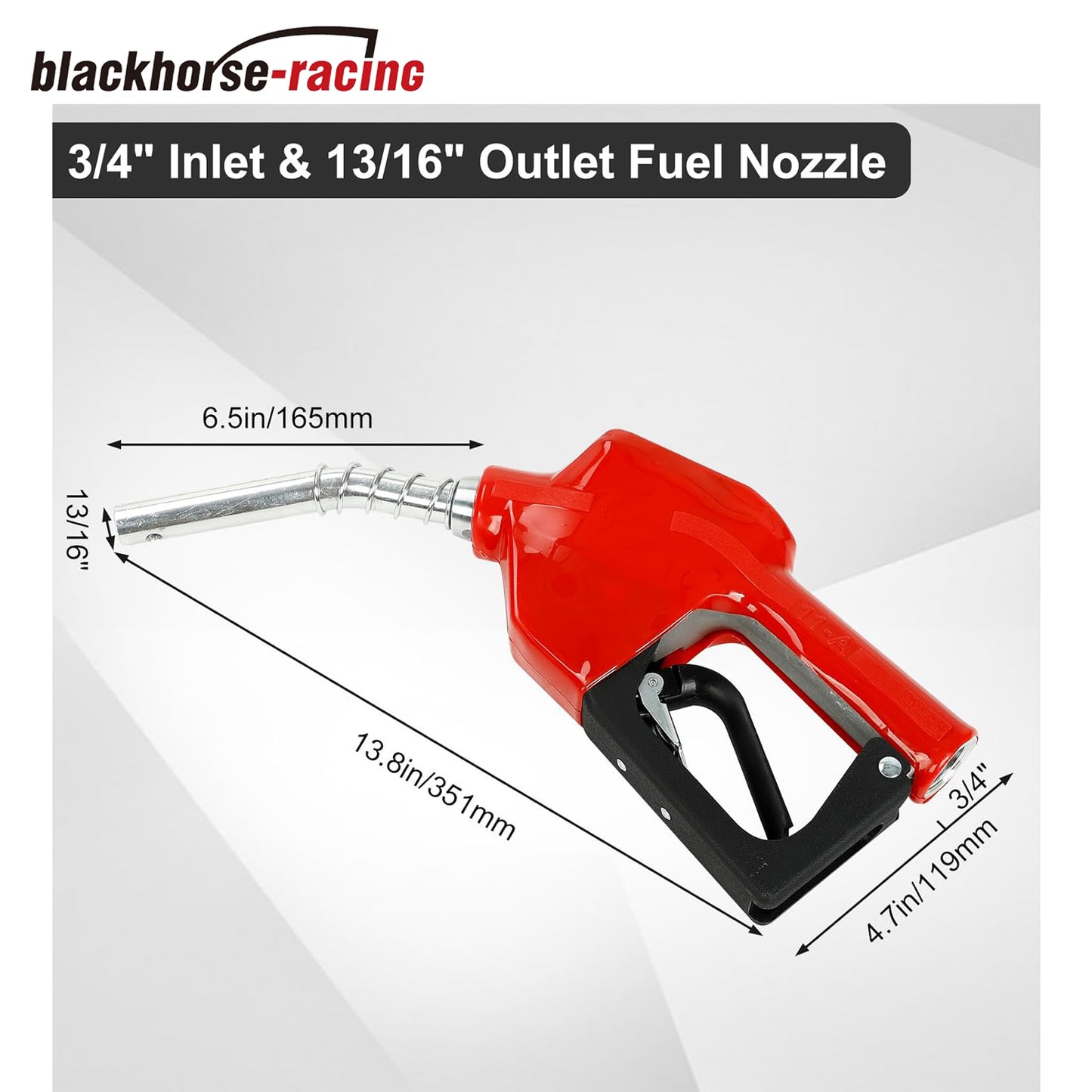 
                  
                    3/4" NPT Auto Fuel Nozzle, Auto Shut Off Fuel Nozzle with 3-speed Padlock, Spout 13/16" for Gasoline, Diesel, Biodiesel and Kerosene, Red
                  
                