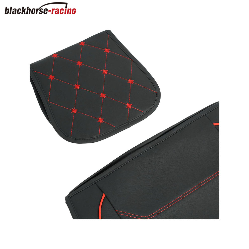Car Seat Cover Custom Fit for GMC Sierra 1500 2500 3500 2007-2021 Chevy Silverado 1500 2500 3500, Leather Protector （Black + Red Line）