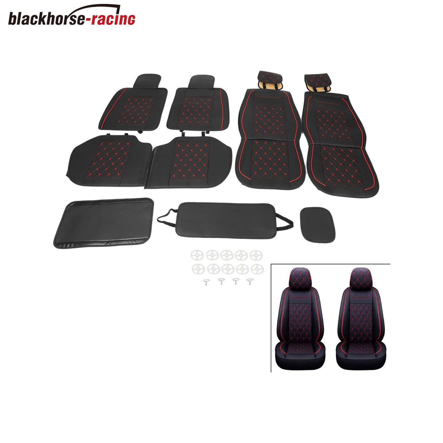 
                  
                    Car Seat Cover Custom Fit for GMC Sierra 1500 2500 3500 2007-2021 Chevy Silverado 1500 2500 3500, Leather Protector （Black + Red Line）
                  
                