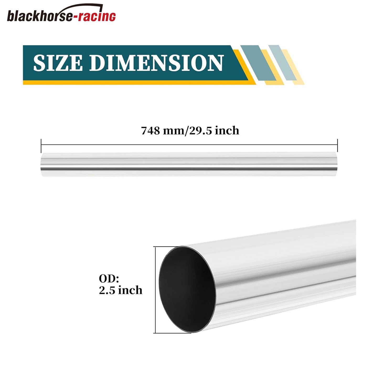 
                  
                    2.5 Inch Straight DIY Custom Mandrel Exhaust Pipe Tube Pipe, 30 Inch Length, 2.5'' OD Mandrel Straight Pipe, T304 Stainless Steel, Universal Fitment - 1PC
                  
                