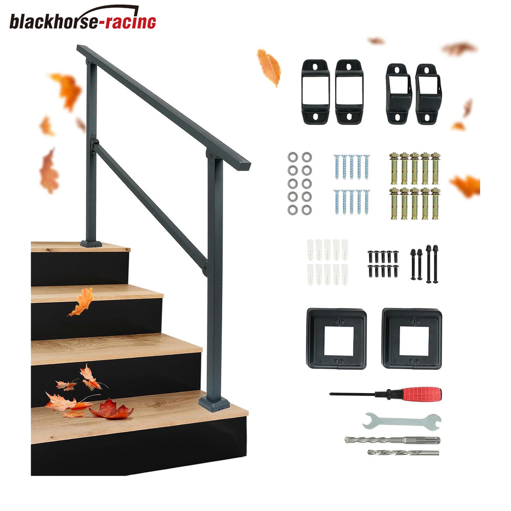 
                  
                    4 Steps Handrails Deck Handrails Stair Railing Indoor Black Wrought Iron Hand Rails for Outdoor Steps Railing Kit (3-4 Steps Handrail)
                  
                