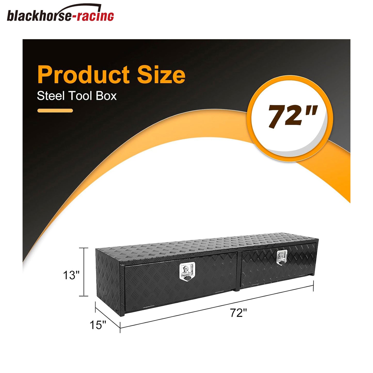 
                  
                    72" Truck Tool Box With Two Lower Drawers,Aluminum Diamond Plate ToolBox 72 x 15 x 13 Inch Chest Box with Lockable T-Handle Latch For Storage And Organization-Black
                  
                