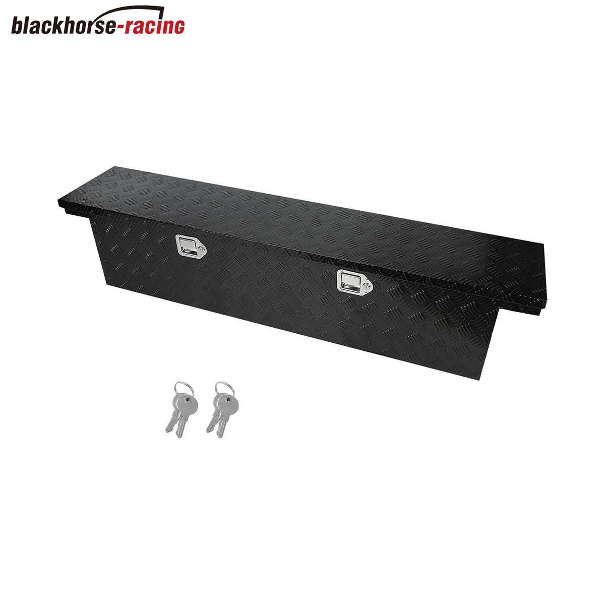 
                  
                    BLACKHORSE-RACING Heavy-Duty Aluminum Pickup Truck Workbench – 5-Ply Tire Pattern Truck Toolbox with Side Handle, Lock and Key – 63 x 12.2 x 11.8 inches – Black
                  
                