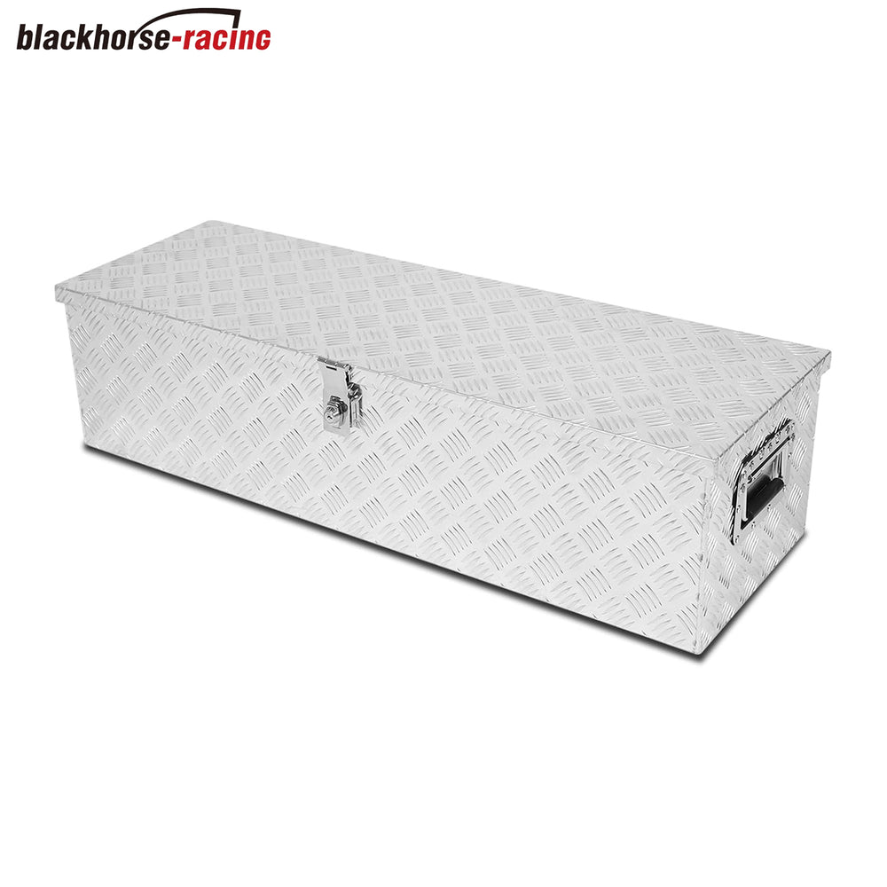 39 Inch Truck Tool Box Aluminum Stripes Truck Bed Tool box for Truck,Pickup,RV,Trailer,Waterproof Storage Organizer with Side-Handles,Lock and Keys-Silver