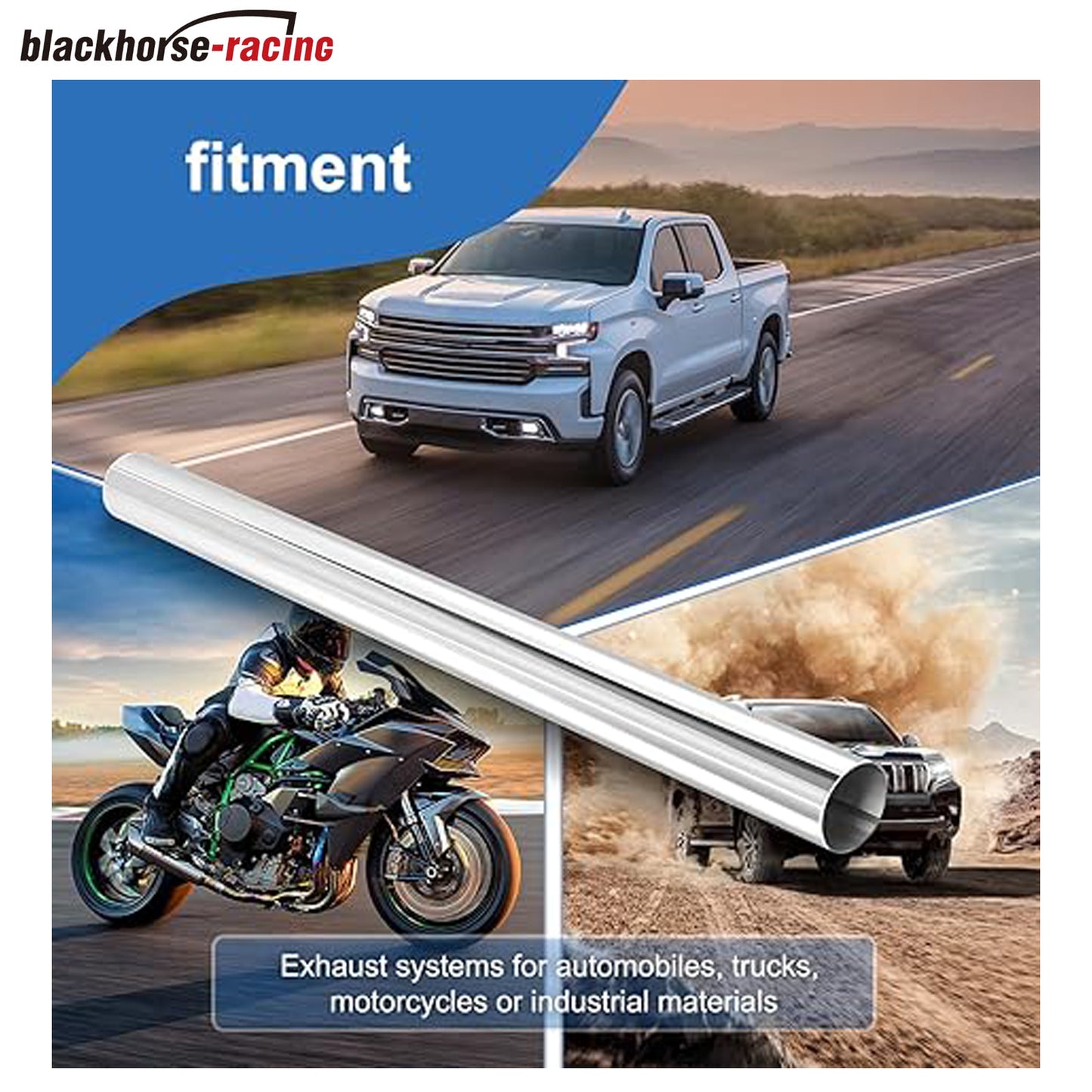 
                  
                    BLACKHORSE-RACING 2.5'' OD（63mm） 40 Inch Length Straight Exhaust Pipe,T304 Stainless Steel,Universal Fitment - 1PC - www.blackhorse-racing.com
                  
                
