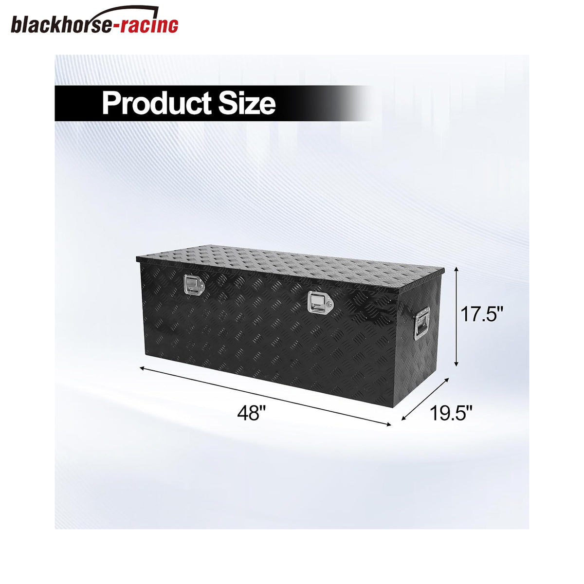 
                  
                    Heavy-duty aluminum striped lathe toolbox with side handle lock and key; 48 × 19.5 × 17.5 inches (approximately 122.9 × 49.5 cm) waterproof storage shelf
                  
                