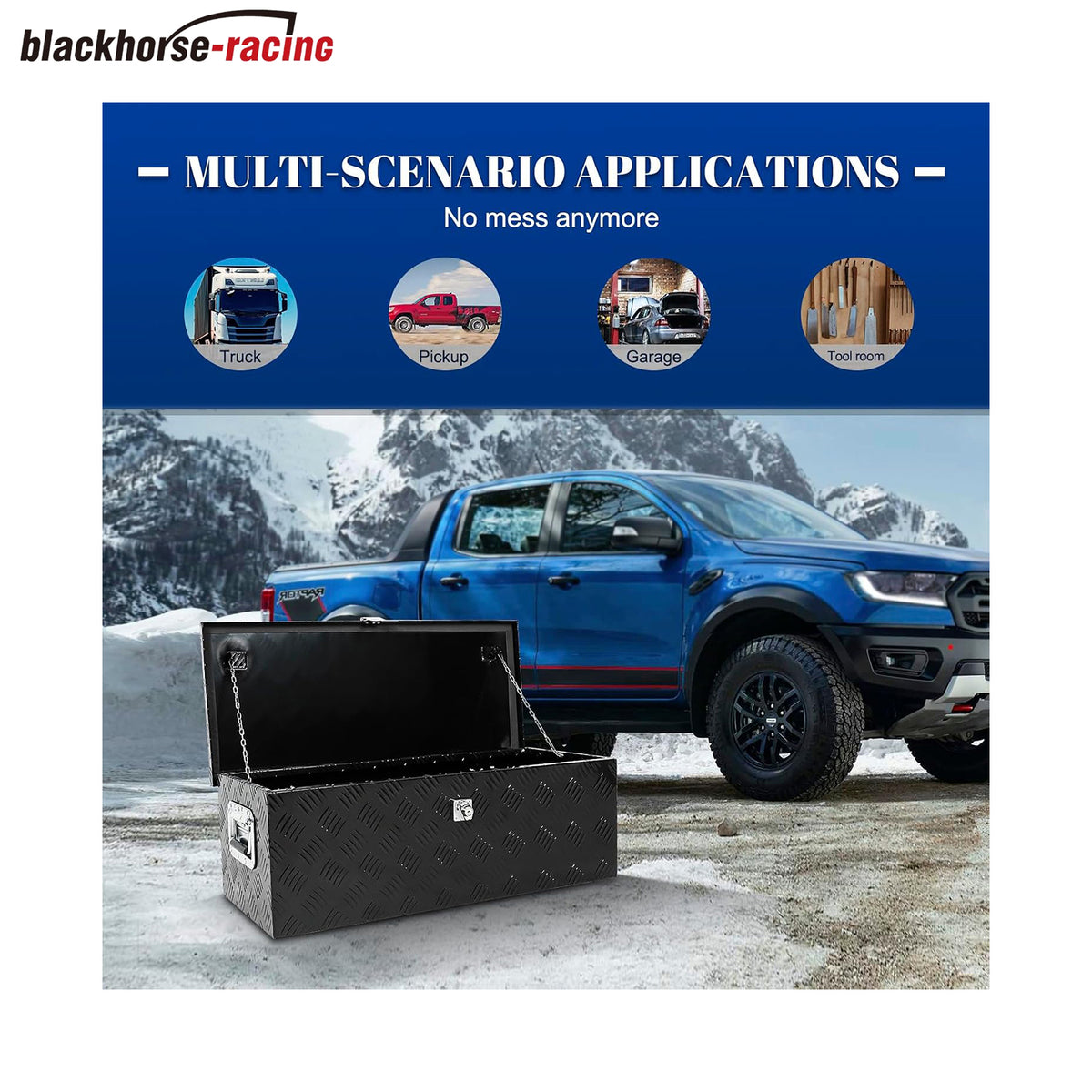 
                  
                    76.2 cm black aluminum base truck box with side handles – Heavy-duty pickup truck storage box – Trailer storage toolbox (76.2 × 33.0 × 25.4 cm)
                  
                