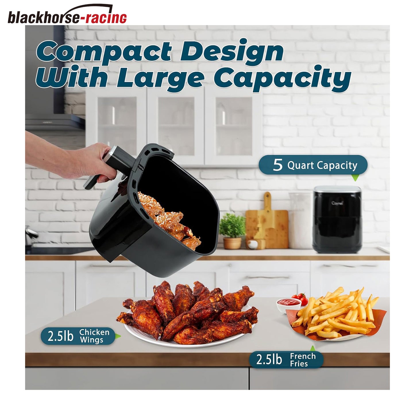 
                  
                    Air Fryer Oven Oil Free Nonstick Cooker with 8 Cook Presets, Detachable Double Basket - 5QT(Black) (Digital)
                  
                