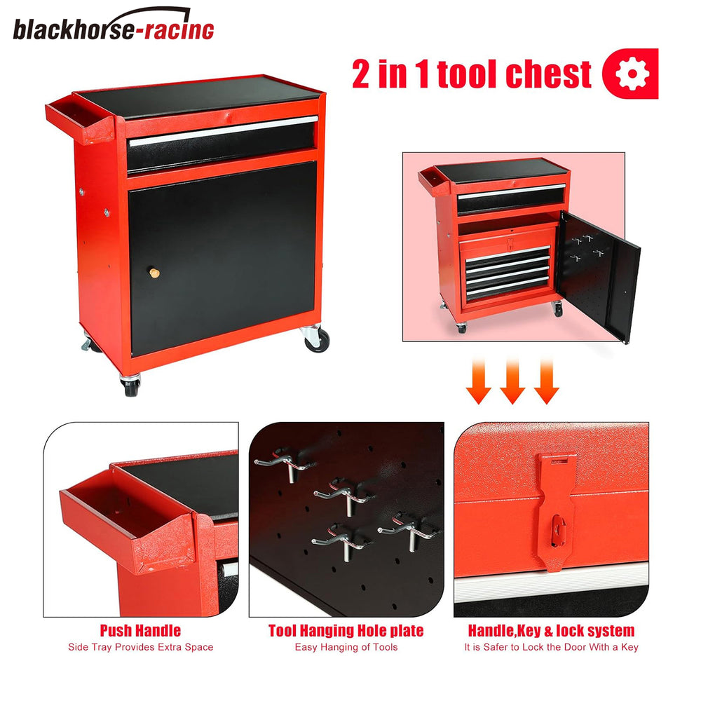 
                  
                    5-Drawer Rolling Tool Chest, 2 in 1 Detachable Tool Box Storage Organizer for Garage Workshop Auto Shop, Red
                  
                